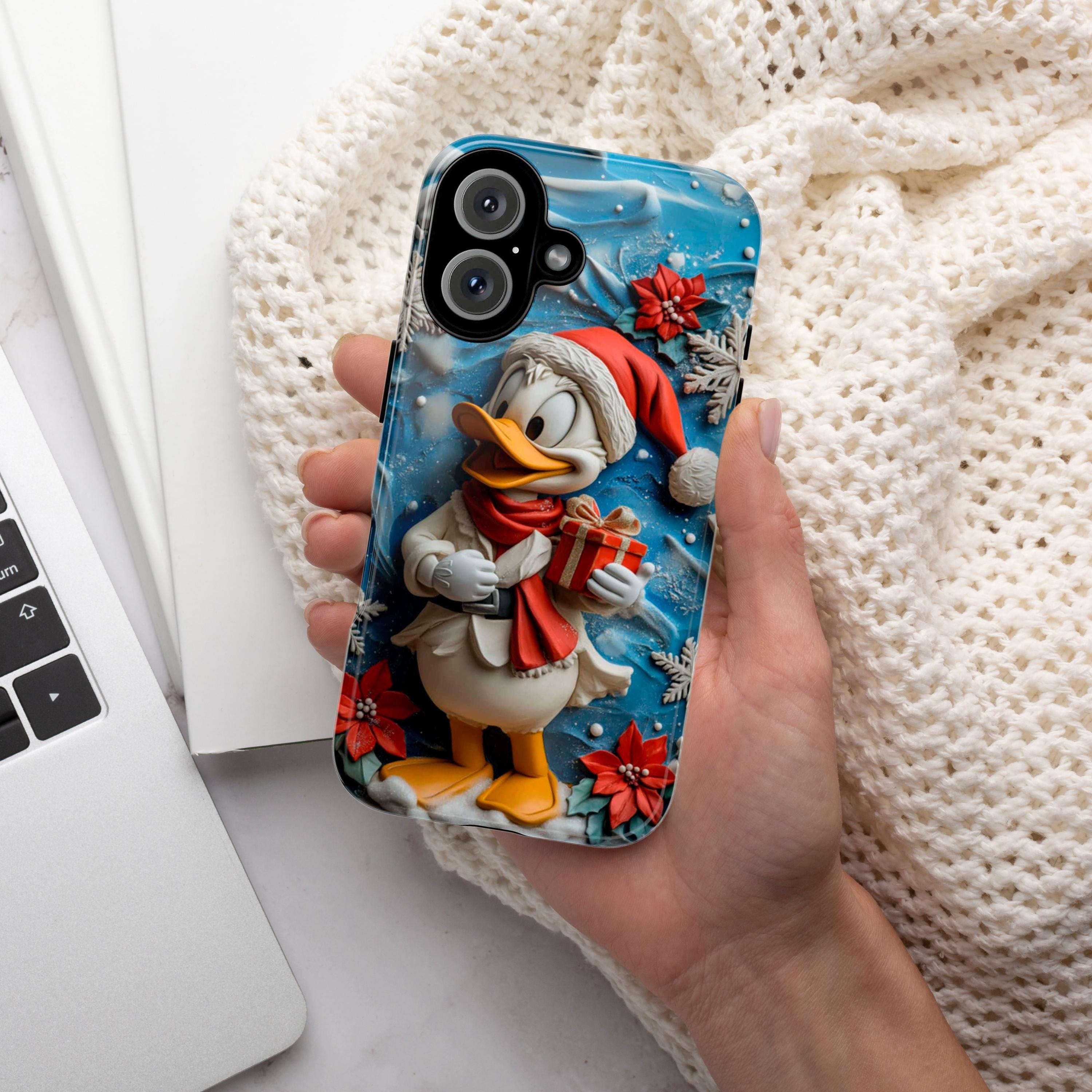 Xmas Donald Duck 3D Phone Case, Cartoon Santa Case, Disney Christmas Holiday Case for iPhone 16 15 Magsafe, Samsung S24, 442.20