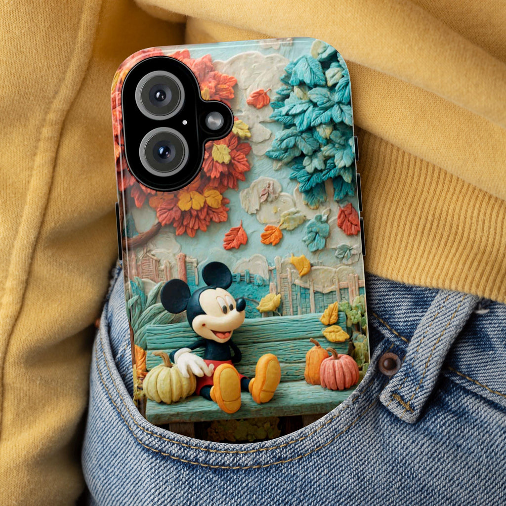 Mickey Mouse in the Fall City Phone Case, Cozy Autumn Leaves & Pumpkins Cover for iPhone 17 16 Tough or Magsafe, Samsung, 442.57