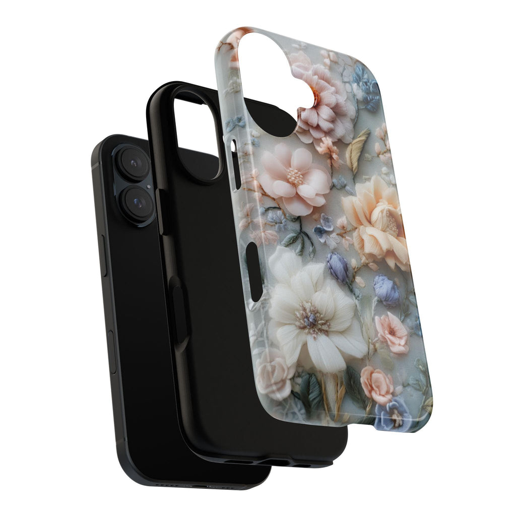 Spring Floral Art Phone Case, Pastel Bloom 3D Design, Floral Garden Case for iPhone 16 15 14 13 Pro Max Plus Magsafe, Samsung S24, 439.43