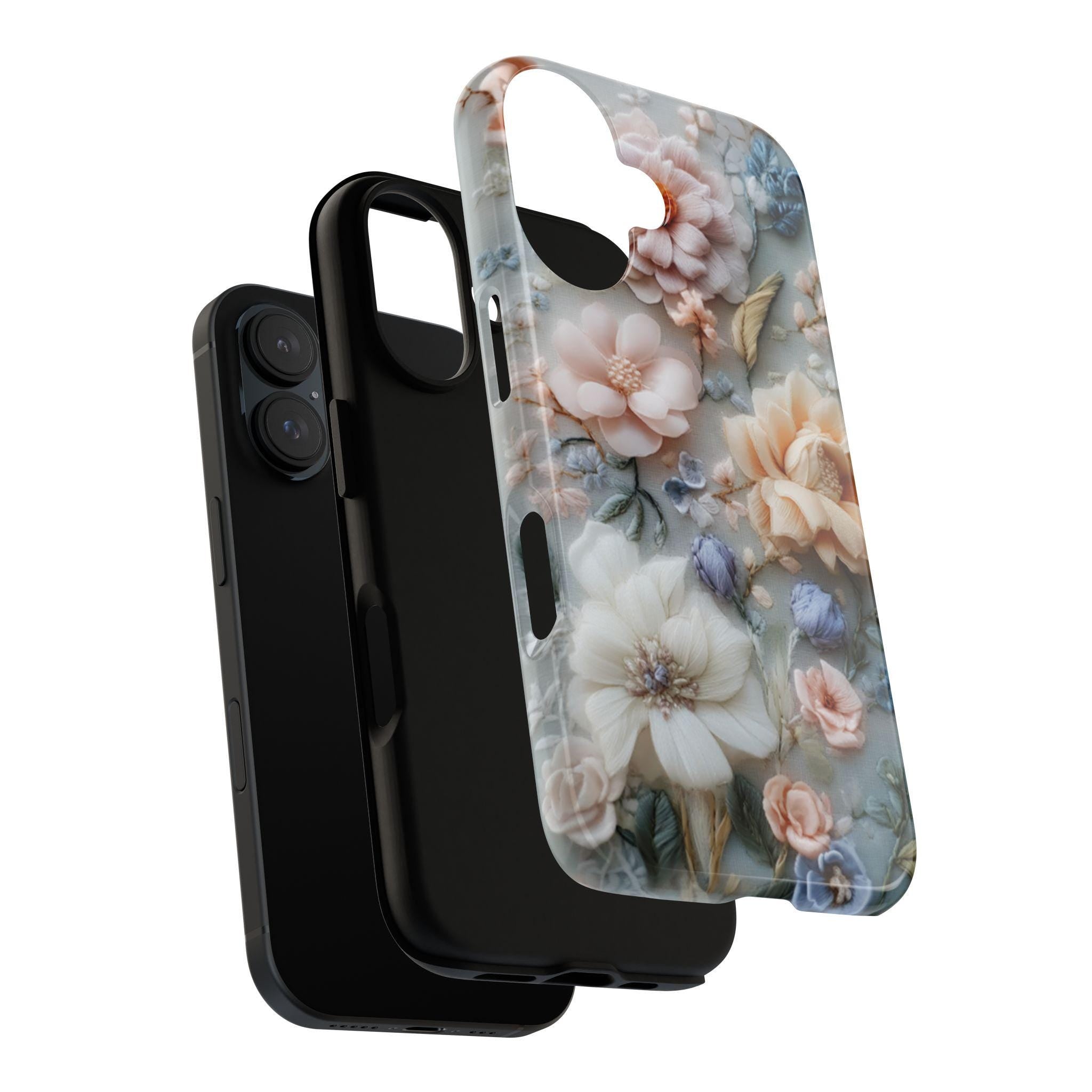Spring Floral Art Phone Case, Pastel Bloom 3D Design, Floral Garden Case for iPhone 16 15 14 13 Pro Max Plus Magsafe, Samsung S24, 439.43