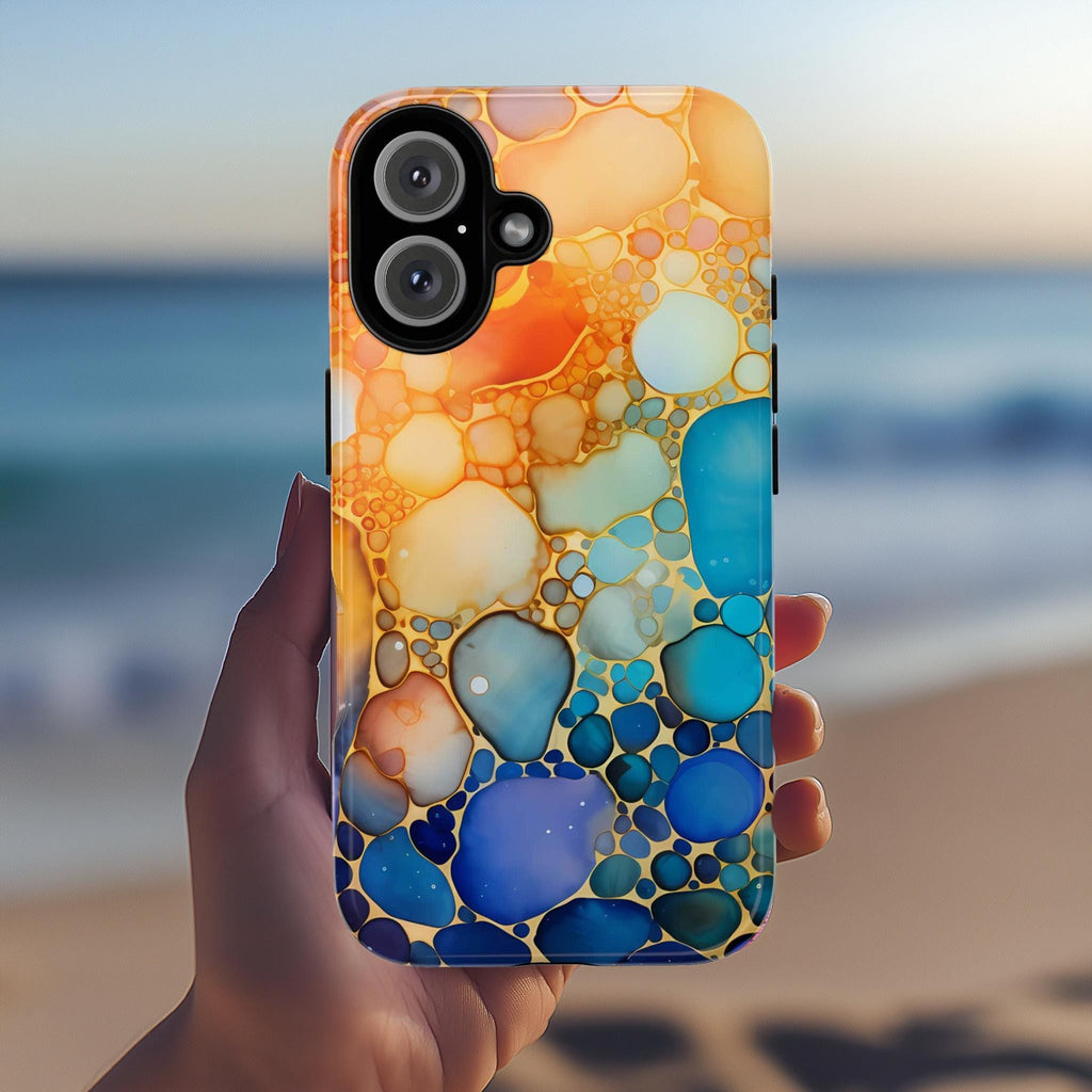Rainbow Ink Pattern Phone Case, Colorful Phone Cover, Alcoholic Ink Case for iPhone 15 14 13 Pro Max Plus, Samsung Galaxy S23 S22, JAY0005