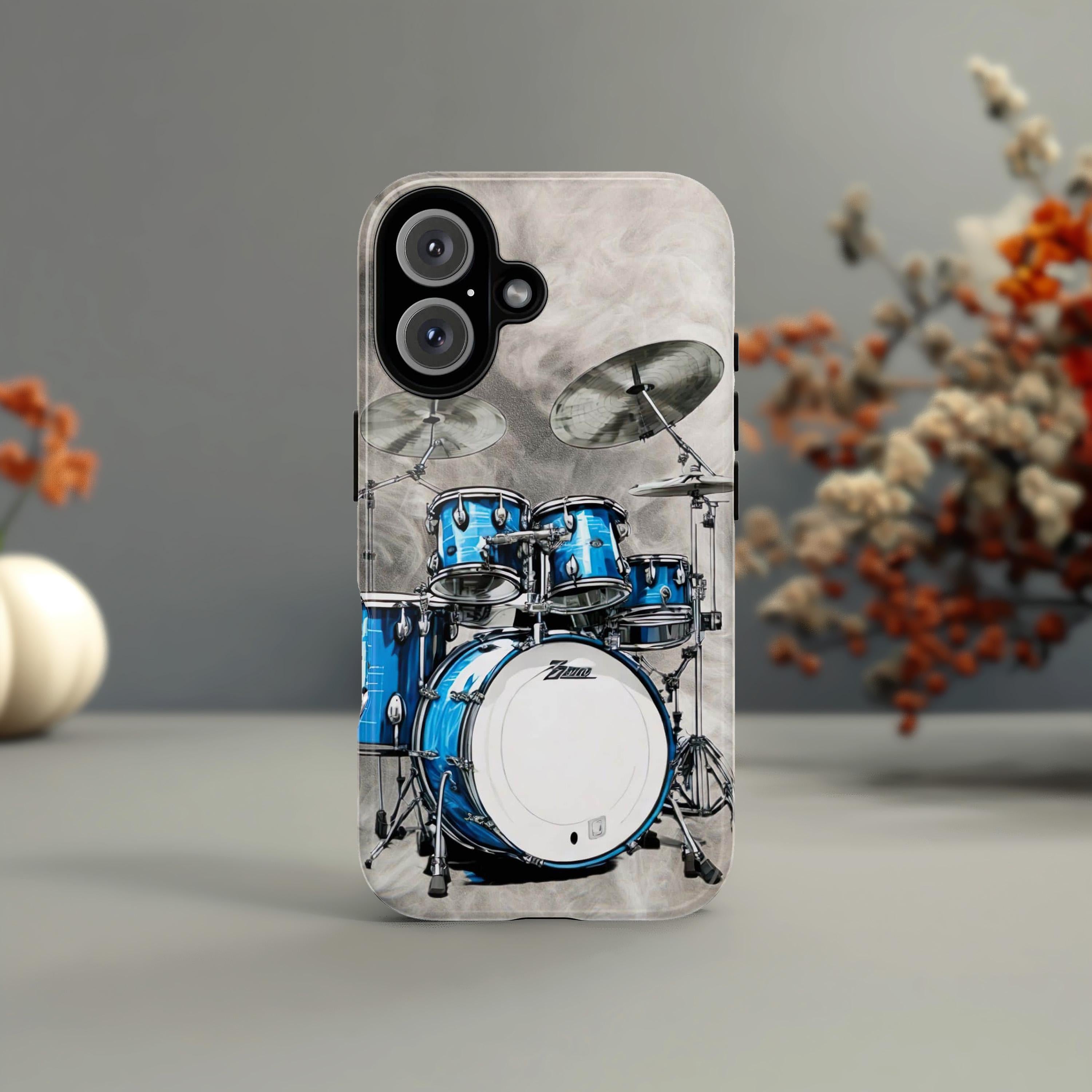 Music Drum iPhone Case, Drum Lover Gift, Instrument Drum Aesthetic Phone Cover for iPhone 16 15 14 13 Pro Max Plus / Samsung S25, 171.1