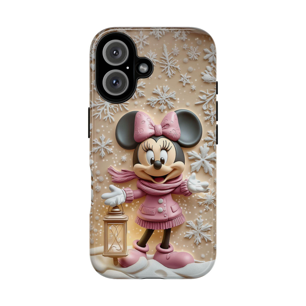 Minnie Mouse 3D effect Phone Case, Cartoon Xmas 3D Design, Minnie Mouse Christmas Phone Case for iPhone 16 15 14 Magsafe, Samsung S25, 442.8