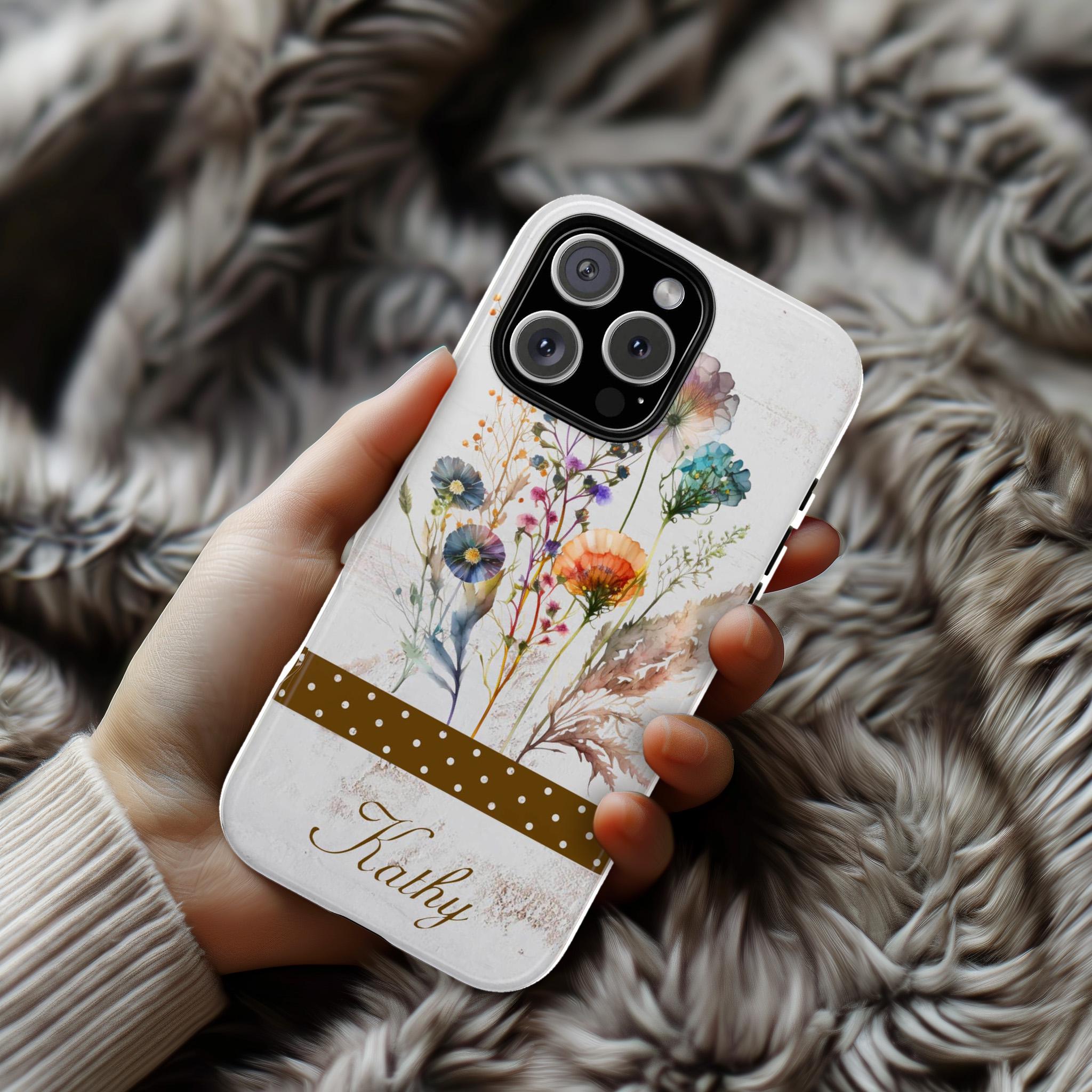 Personalized Cottage Core Plants Phone Case, Fairycore Phone, Meadow Floral Cover for iPhone 16 15 14 13 magsafe, Samsung S25, 8.1