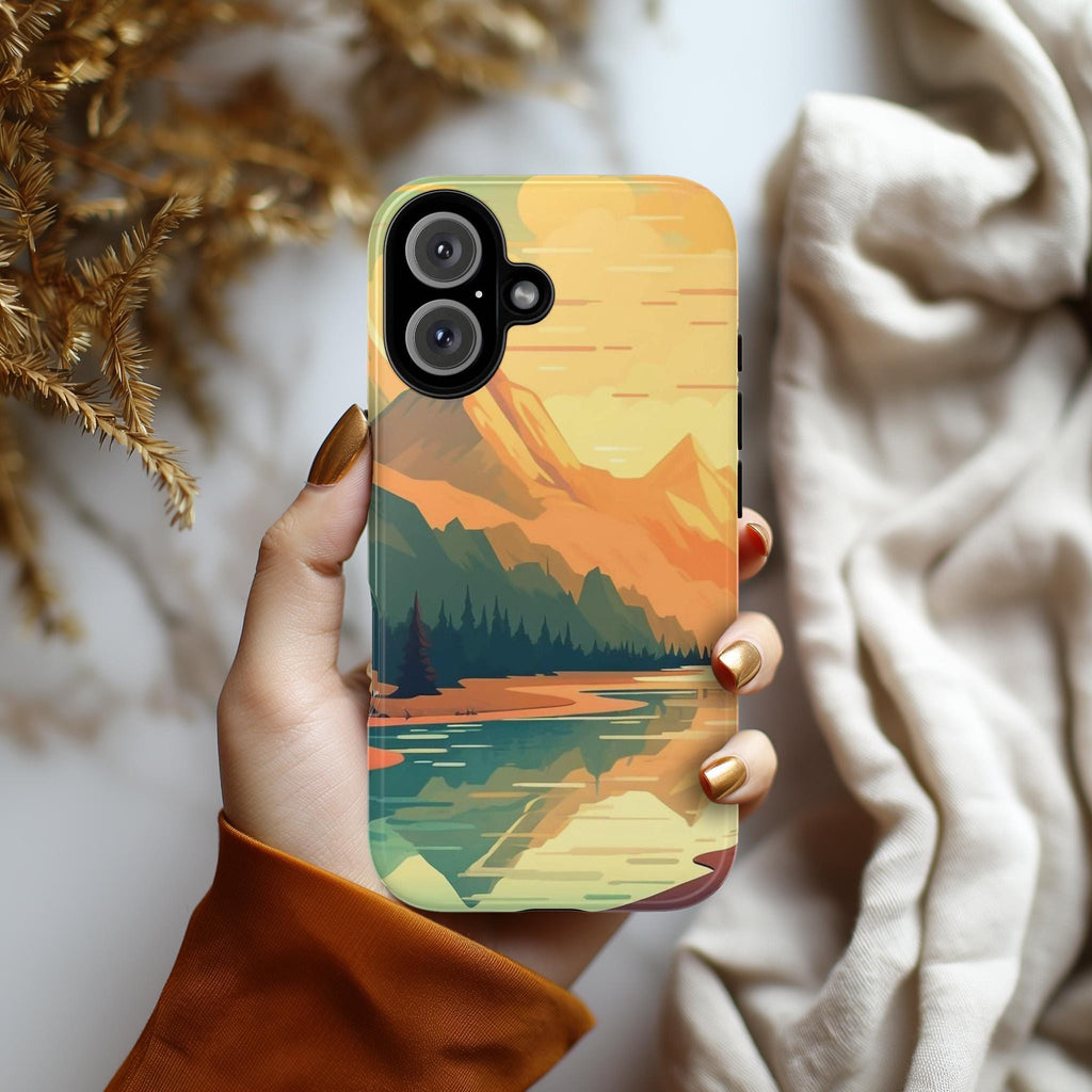 Abstract Mountain Nature Phone Case, Artistic and Stylish Protective Cover Inspired by Nature's Beauty for a Unique Look, iPhone, JAY0001