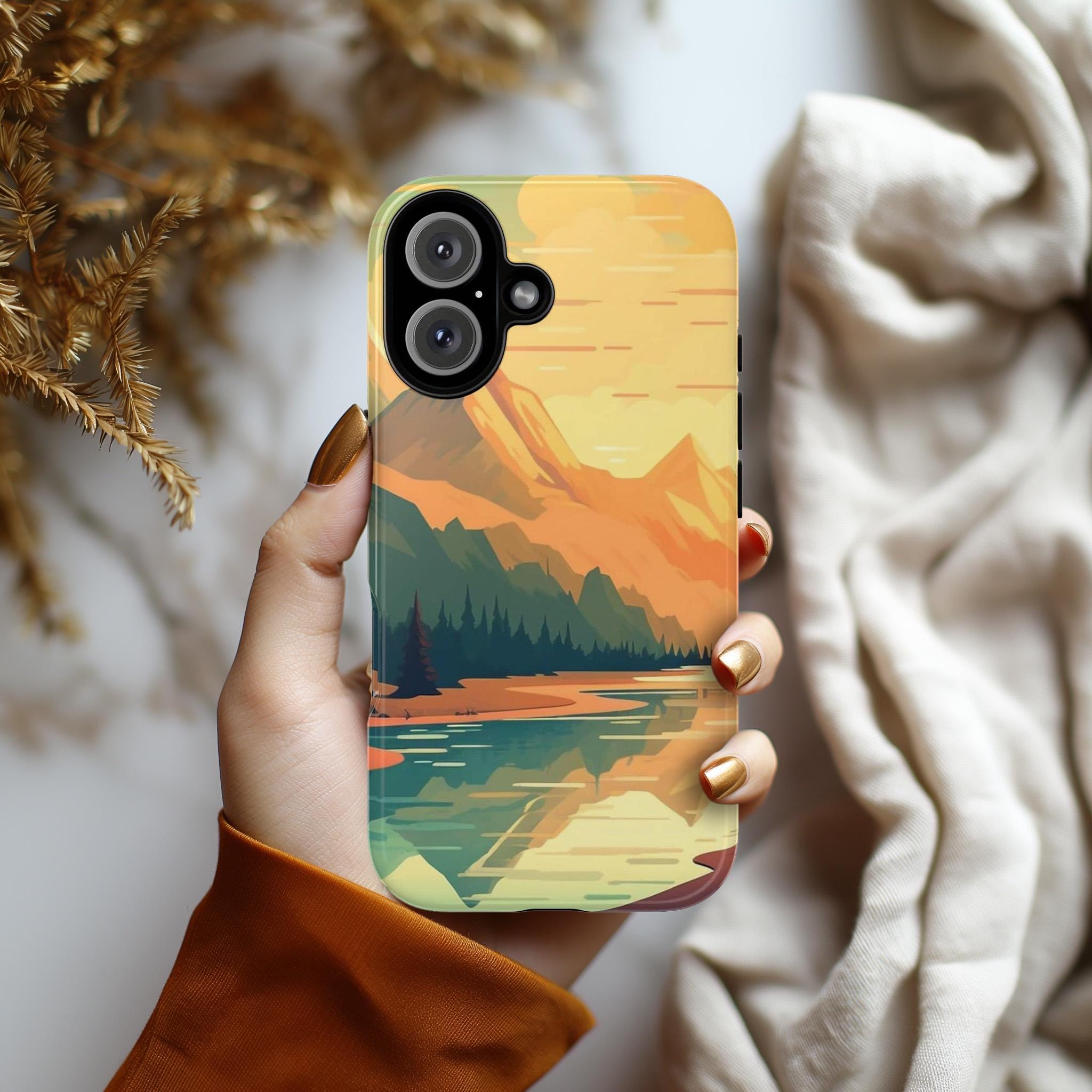 Abstract Mountain Nature Phone Case, Artistic and Stylish Protective Cover Inspired by Nature's Beauty for a Unique Look, iPhone, JAY0001