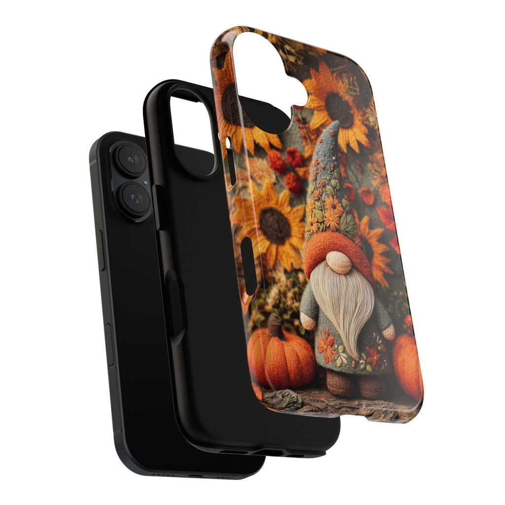 Fall Gnome Embroidery Phone Case with Felted Pumpkin | Cozy Autumn  Cute Gnome Cover for iPhone 16 15 Tough or Magsafe, Samsung, 452.16