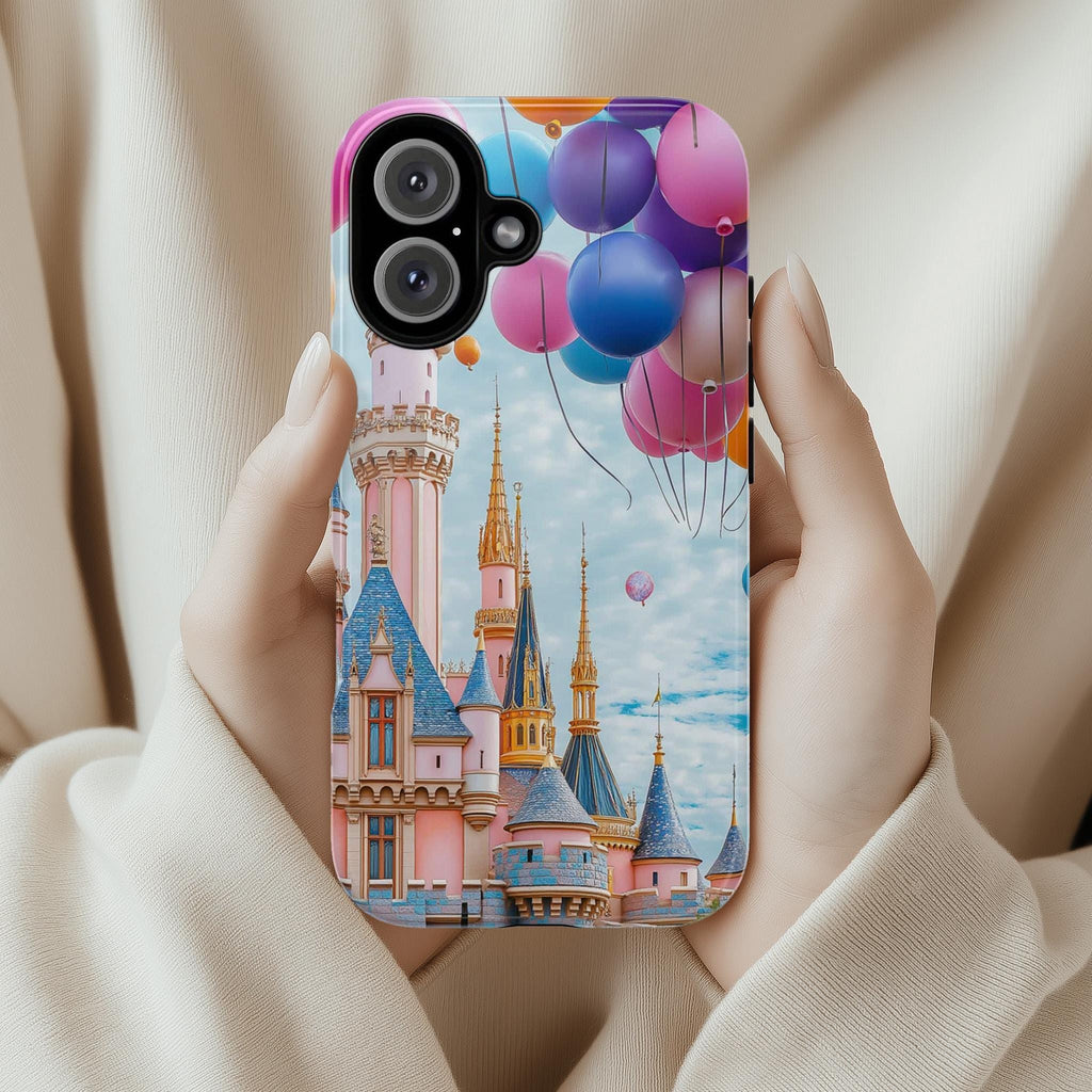 Disneyland & Ballons 3D Phone Case, Colorful Design Disneyland Lovers Case for iPhone 16 15 14 13 Pro Max Plus Magsafe, Samsung S24, 442.35