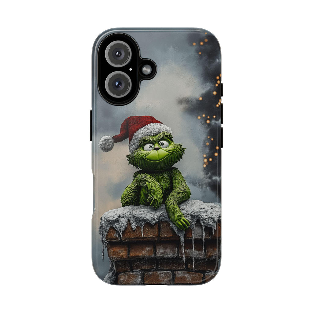 3D Funny Grinch Christmas on the Chimney Phone Case, Winter Xmas Grinch Cover for iPhone 16 15 14 13 Pro Max Plus, Samsung S24, 433.20