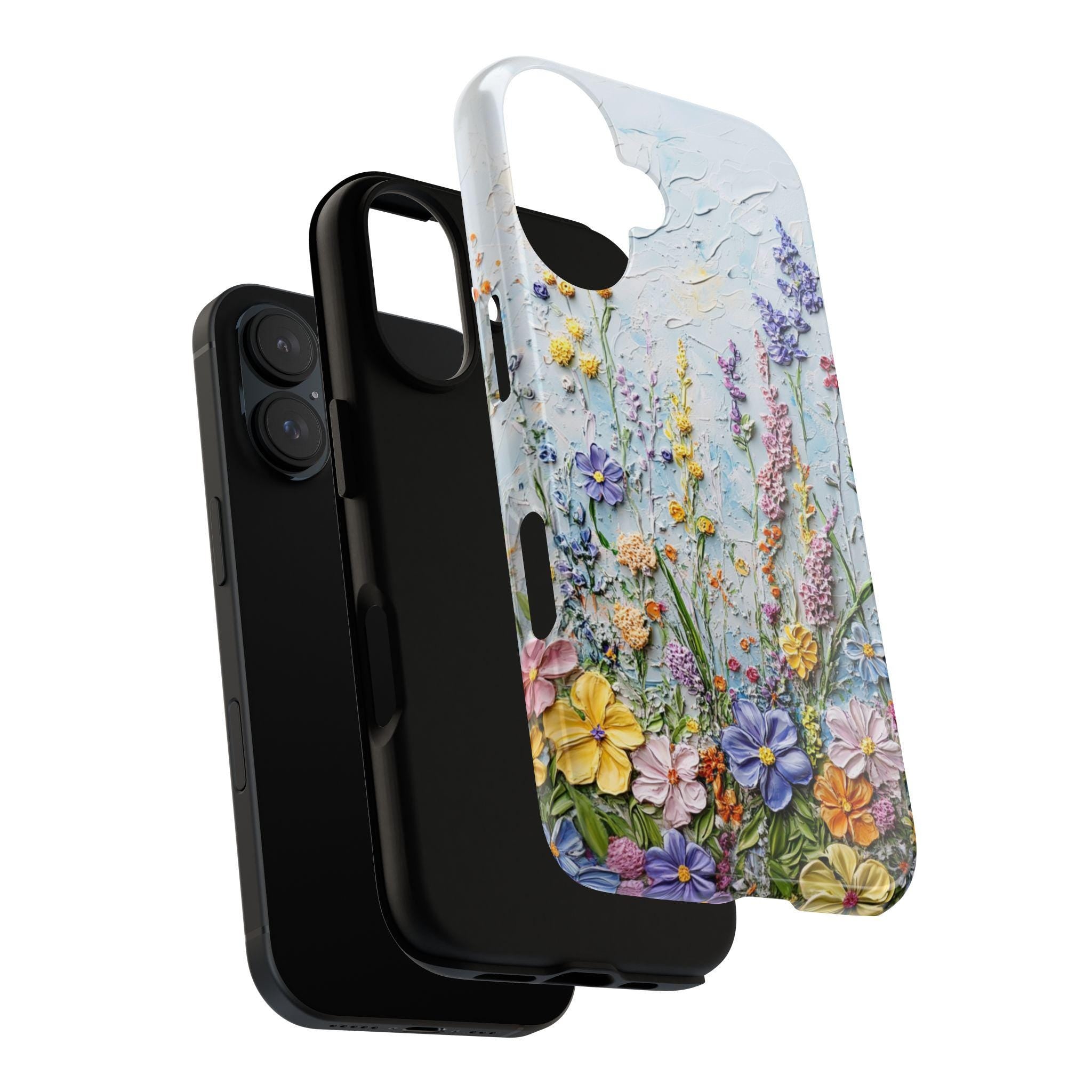 Pastel Flowers Art Wildflower Phone Case, Delicate Floral Meadow Design Phone Cover for iPhone 16 15 14 13 Tough or Magsafe, Samsung, 439.40