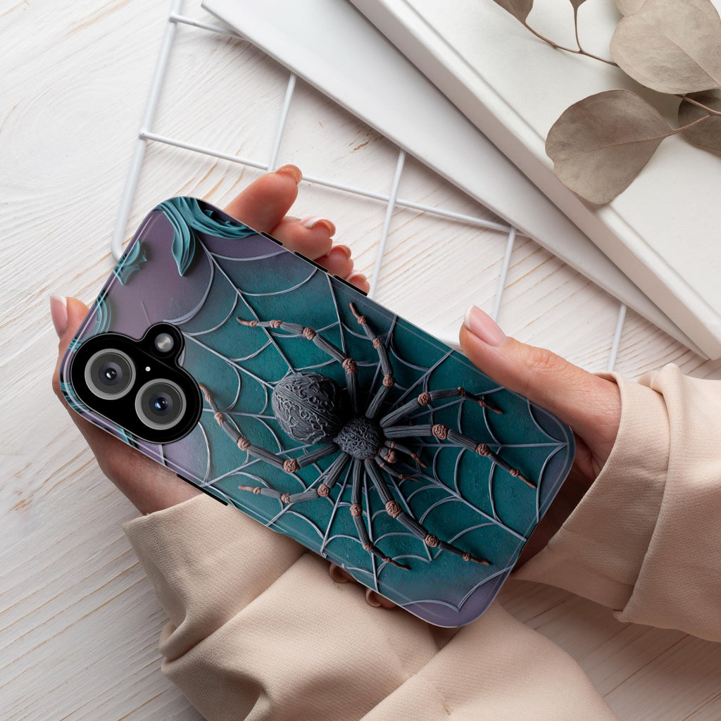 Halloween Spider 3D Phone Case, Creepy Spider Phone Cover, Spooky Horror Lovers for iPhone 16 15 14 13 Tough or Magsafe, Samsung, 475.6