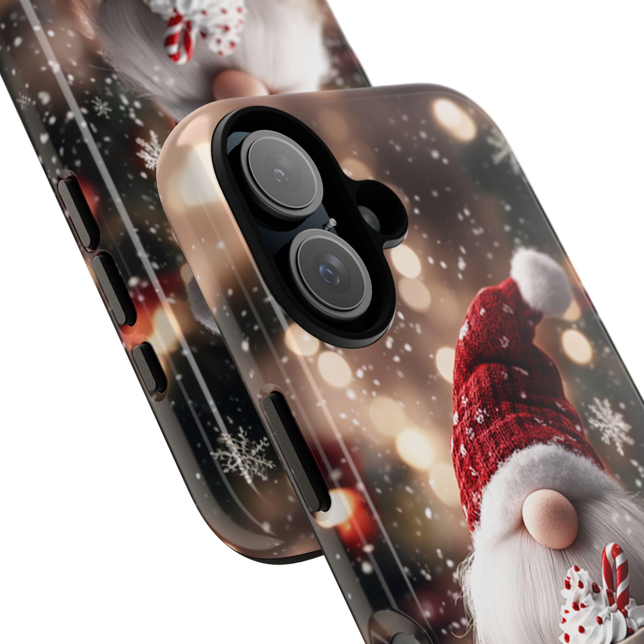 Cozy Xmas Holiday Gnome Phone Case, Christmas Gnome & Winter Festive Holly Magsafe Case for iPhone 15 14 13 12 Pro Max, Samsung S24, 427.6