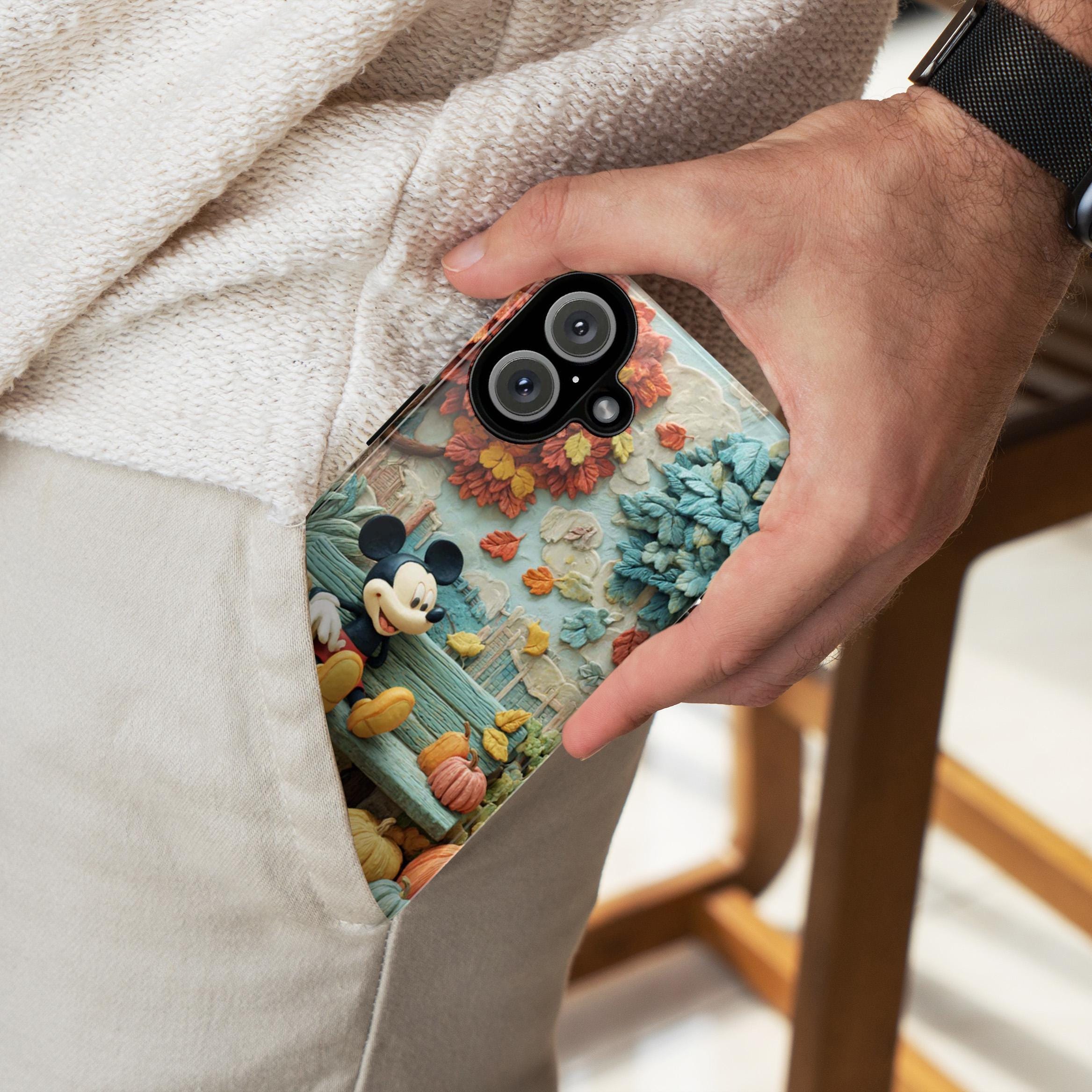 Mickey Mouse in the Fall City Phone Case, Cozy Autumn Leaves & Pumpkins Cover for iPhone 17 16 Tough or Magsafe, Samsung, 442.57