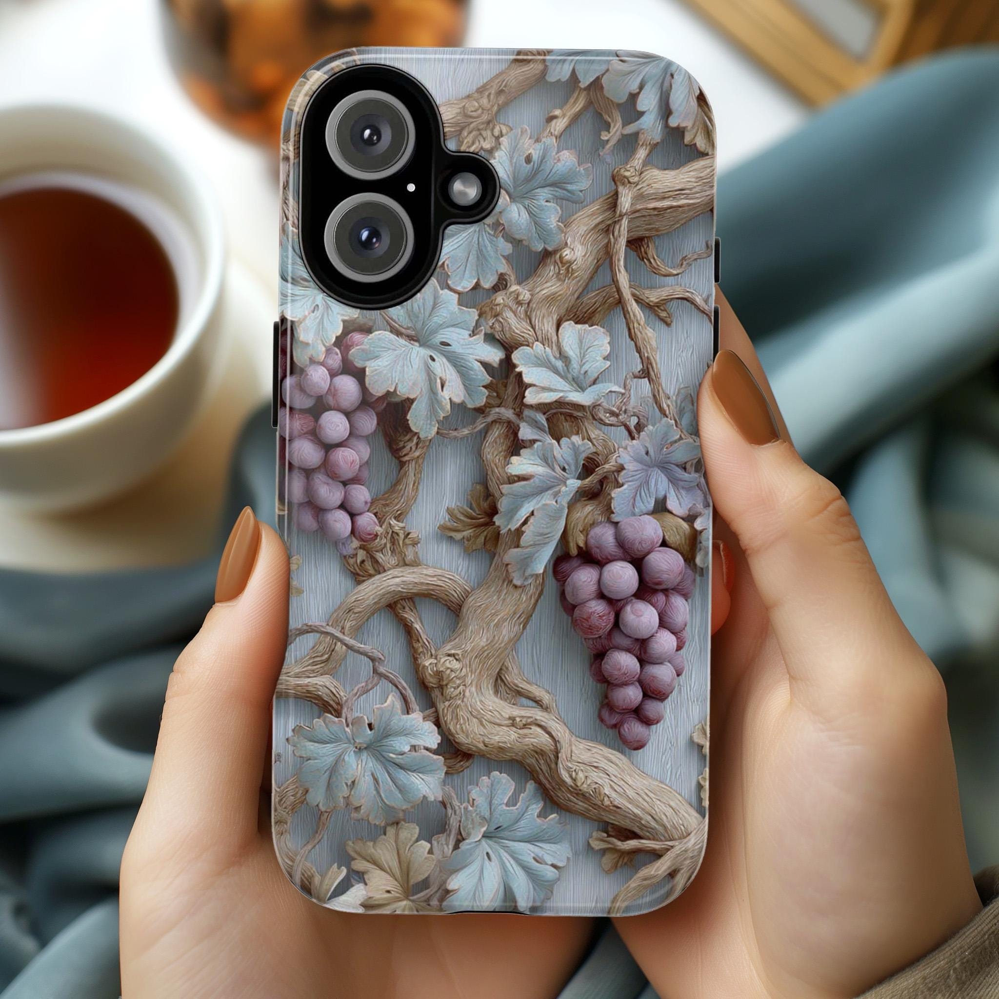 Rustic 3D Grapevine Phone Case & Vineyard Vine Design, Tuscany-Inspired Aesthetic Cover iPhone 16 15 14 Tough or Magsafe, Samsung, 476.16