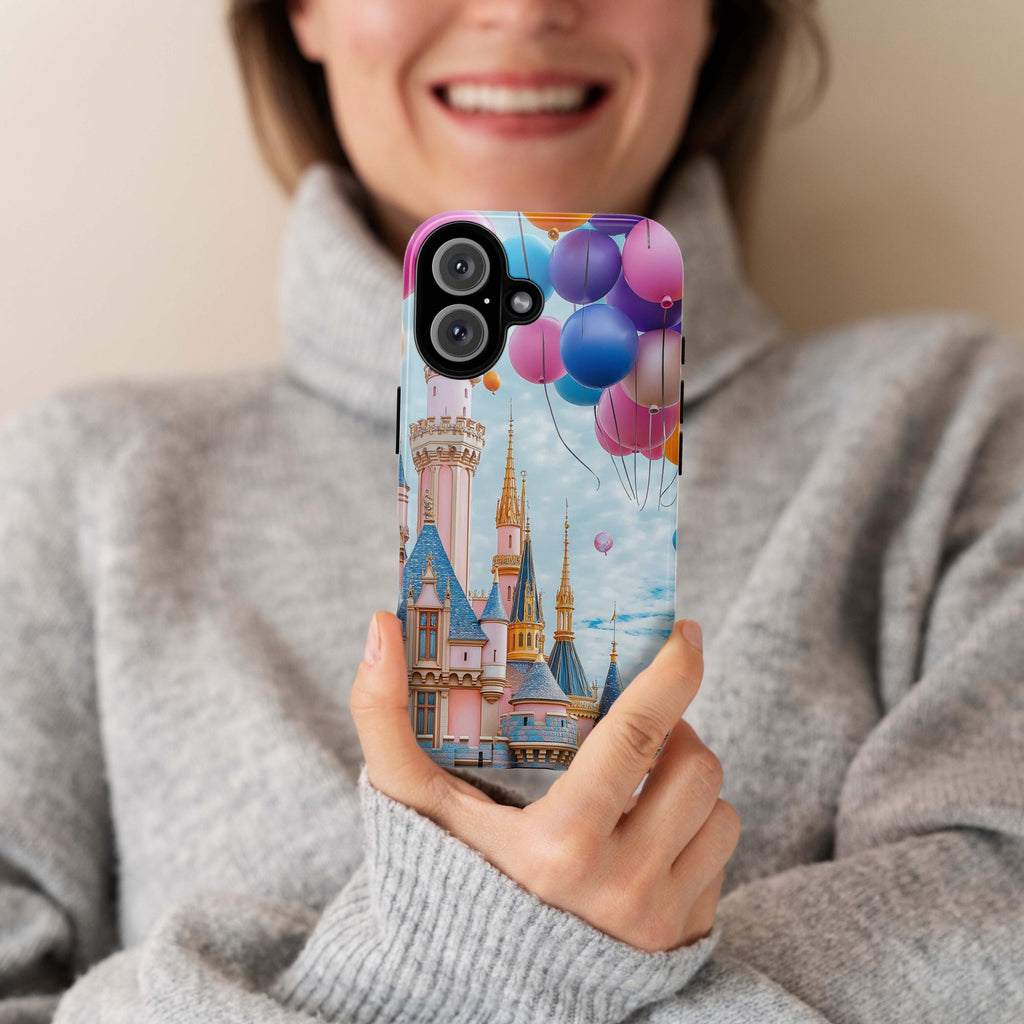 Disneyland & Ballons 3D Phone Case, Colorful Design Disneyland Lovers Case for iPhone 16 15 14 13 Pro Max Plus Magsafe, Samsung S24, 442.35