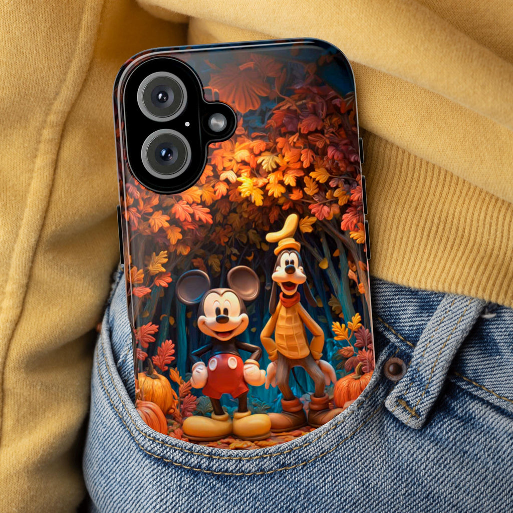 Disney Mickey Mouse & Goofy Fall Phone Case | Autumn Leaves Pumpkins Cute Cartoon Cover for iPhone 17 16 Tough or Magsafe, Samsung, 442.54