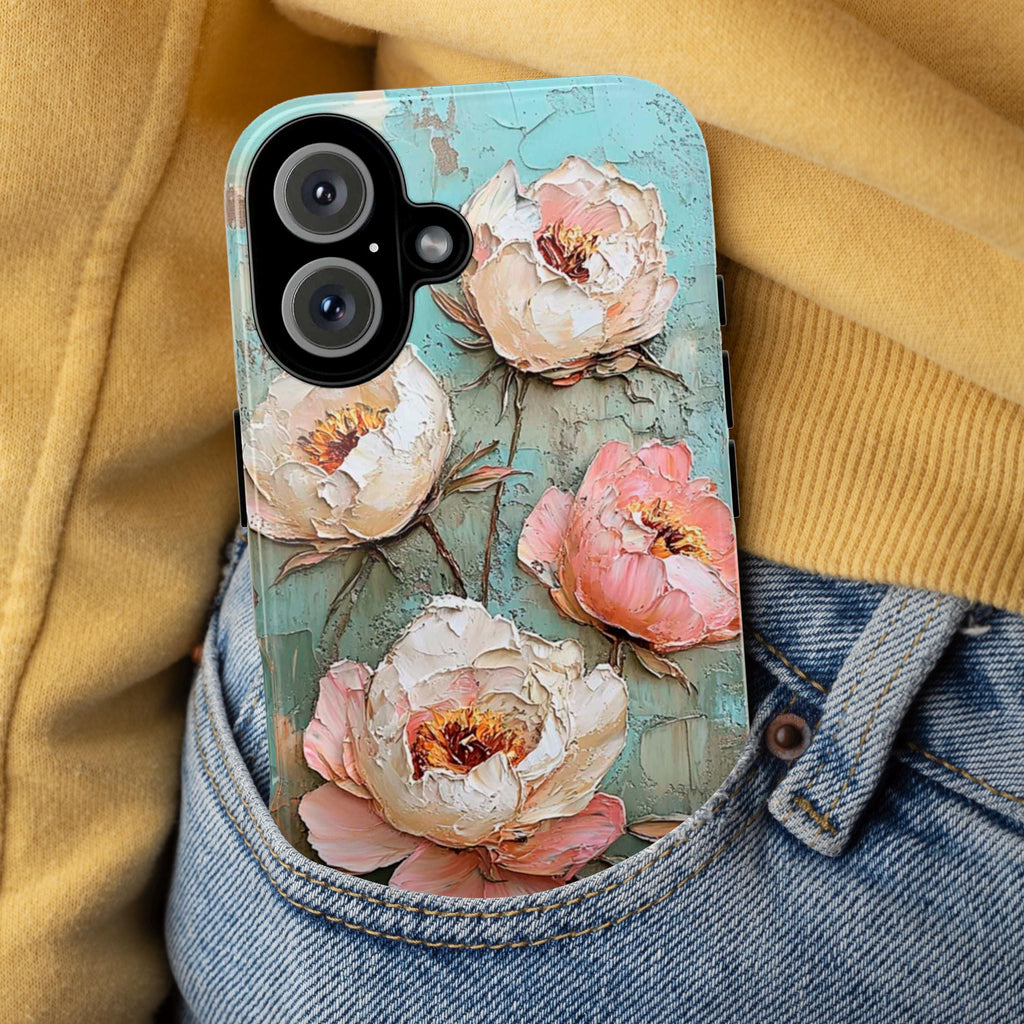Pastel Flowers Art Phone Case, Hand-Painted Floral Design, Romantic Blossom Phone Cover for iPhone 16 15 14 13, Samsung S25 Ultra, 428.11