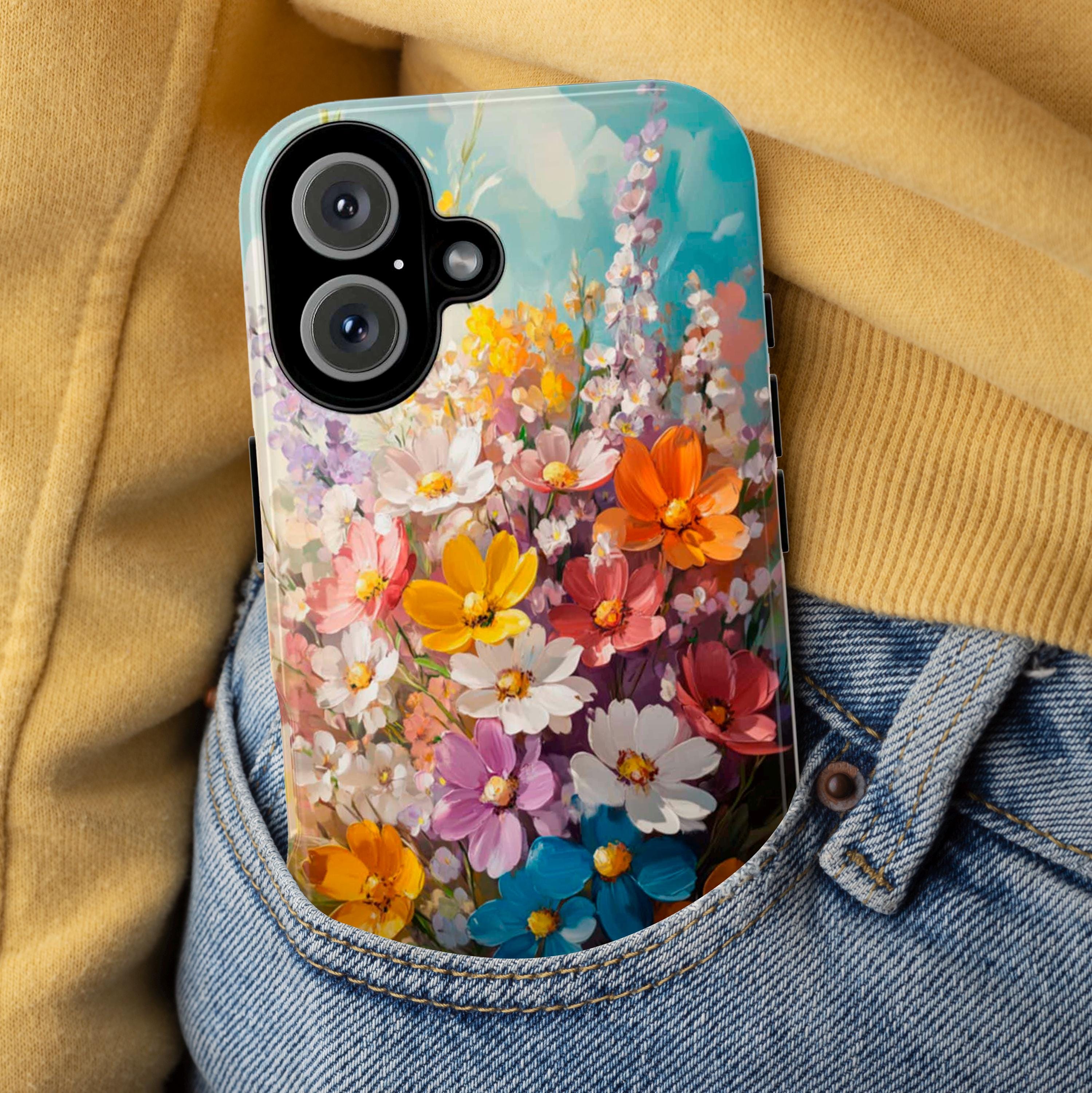 Spring Flowers Phone Case with Oil Painting Effect, 3D Design, Perfect for Flower Lovers Phone Case for iPhone Magsafe, Samsung, 459.9