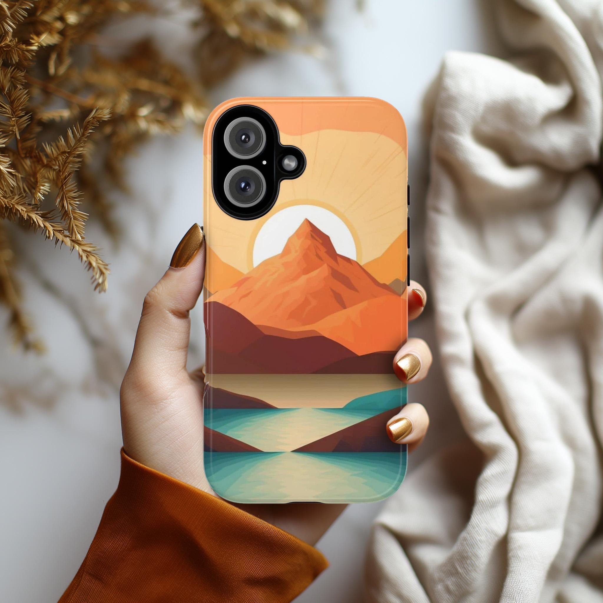 Abstract Mountain Nature Phone Case, Artistic and Stylish Protective Cover Inspired by Nature's Beauty for a Unique Look, iPhone, JAY0001