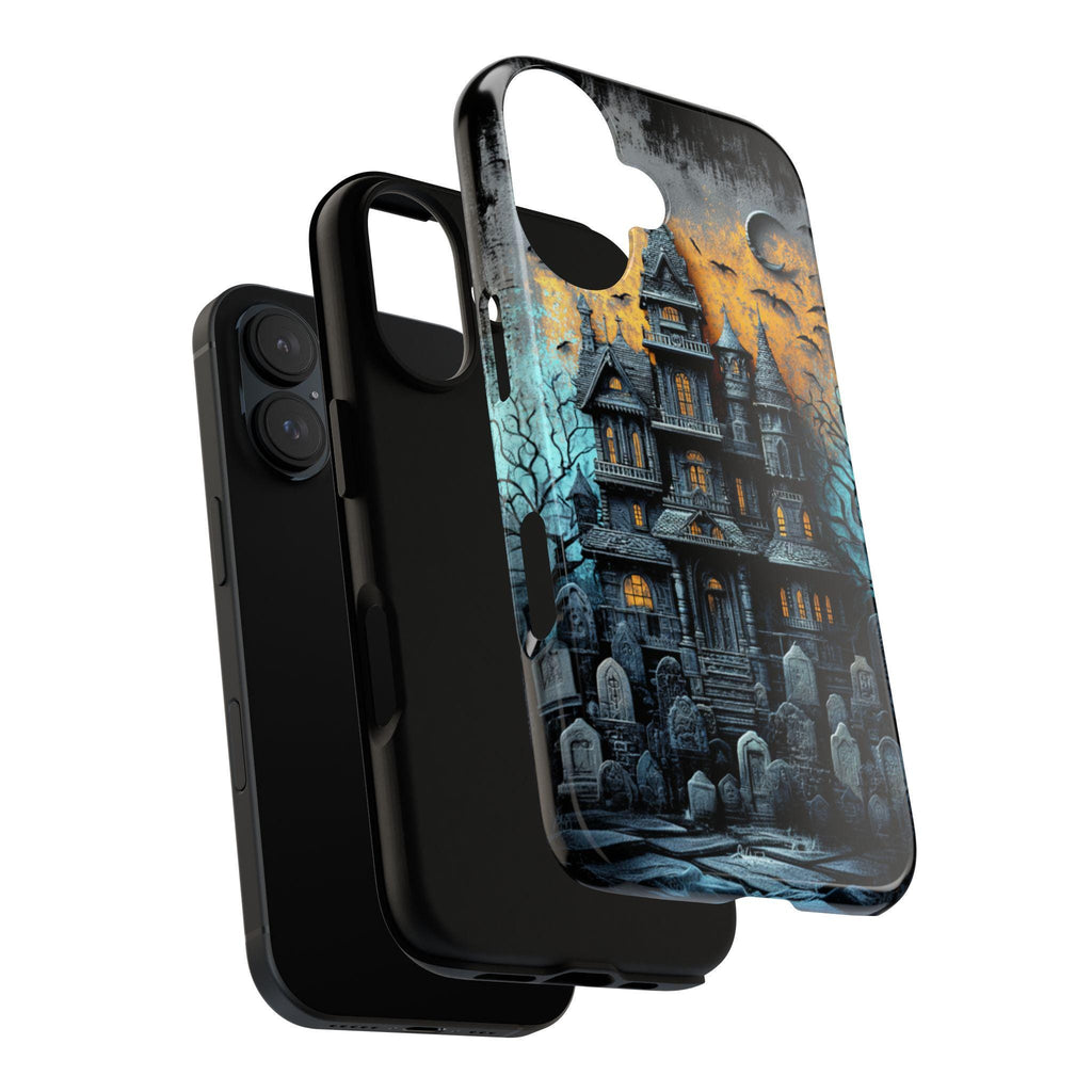 Halloween Haunted House Phone Case, Creepy Gothic Horror Phone Cover, Spooky Lovers for iPhone 16 15 14 13 Tough or Magsafe, Samsung, 475.8