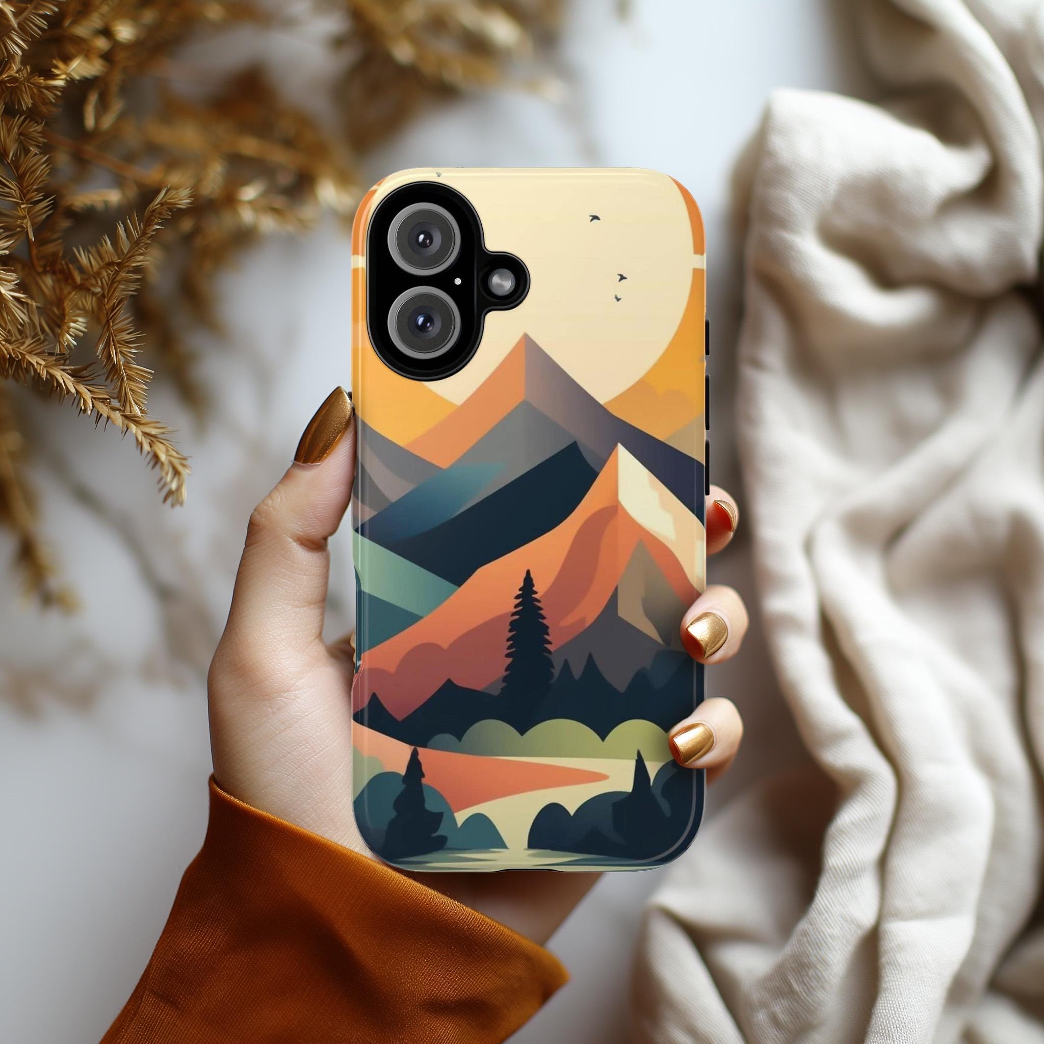 Abstract Mountain Nature Phone Case, Artistic and Stylish Protective Cover Inspired by Nature's Beauty for a Unique Look, iPhone, JAY0001