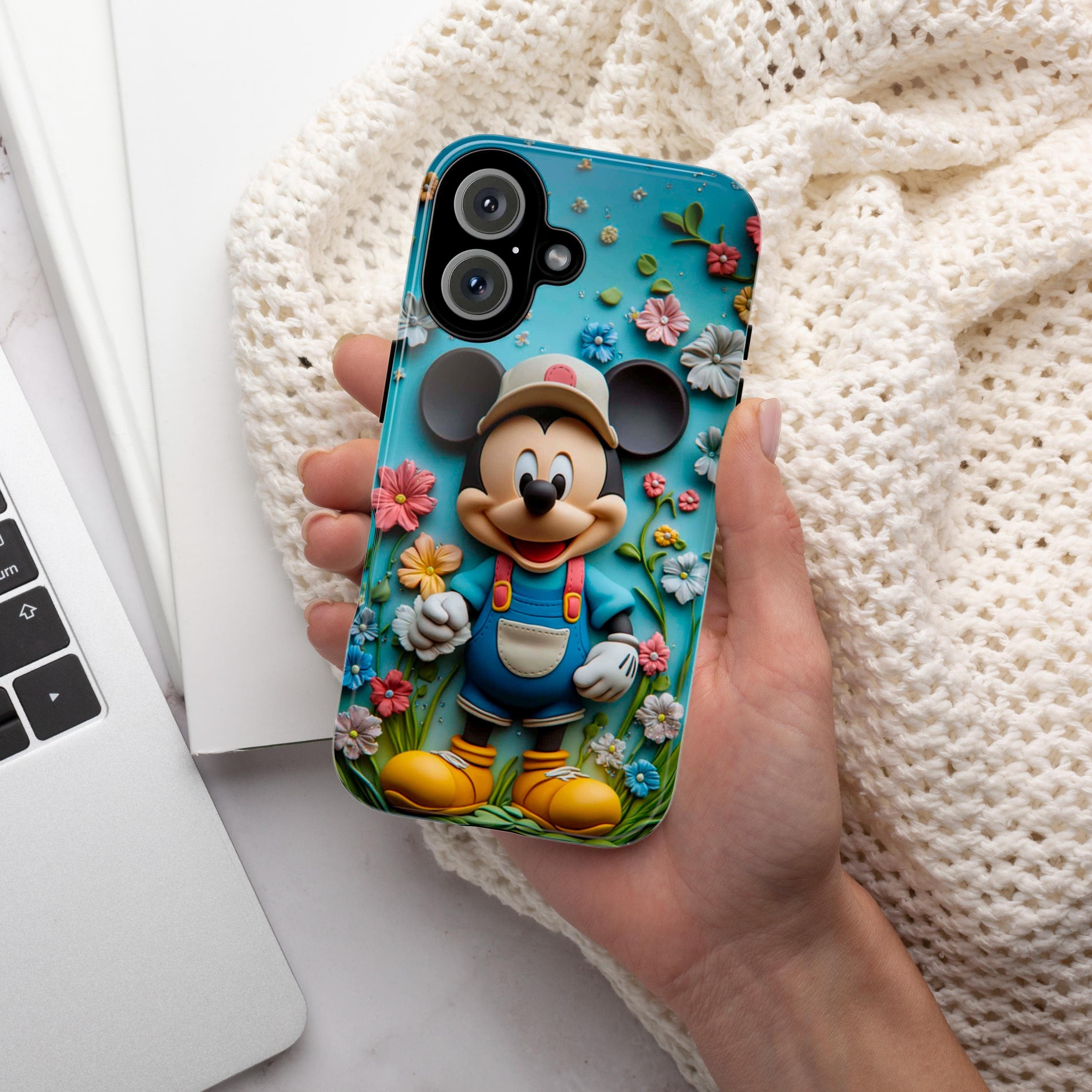 Mickey Mouse Gardener Phone Case, 3D Disneyland Festive Phone Cover for iPhone 16 15 14 13 Pro Magsafe Samsung Galaxy S24, 442.36