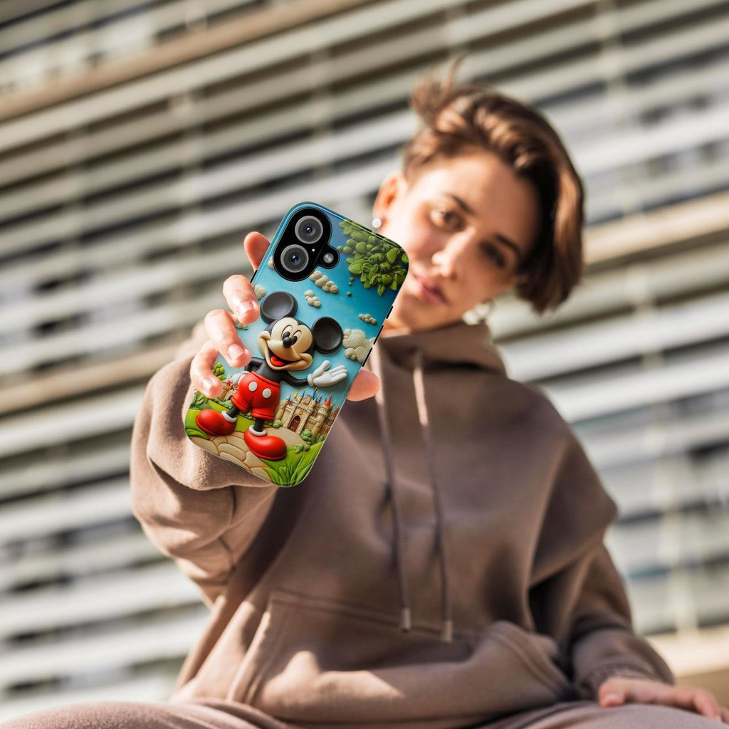 Mickey Mouse 3D effect Phone Case, Cartoon Mickey 3D Design, Disneyland Phone Case for iPhone 16 15 14 13 Pro Magsafe, Samsung S24, 442.1