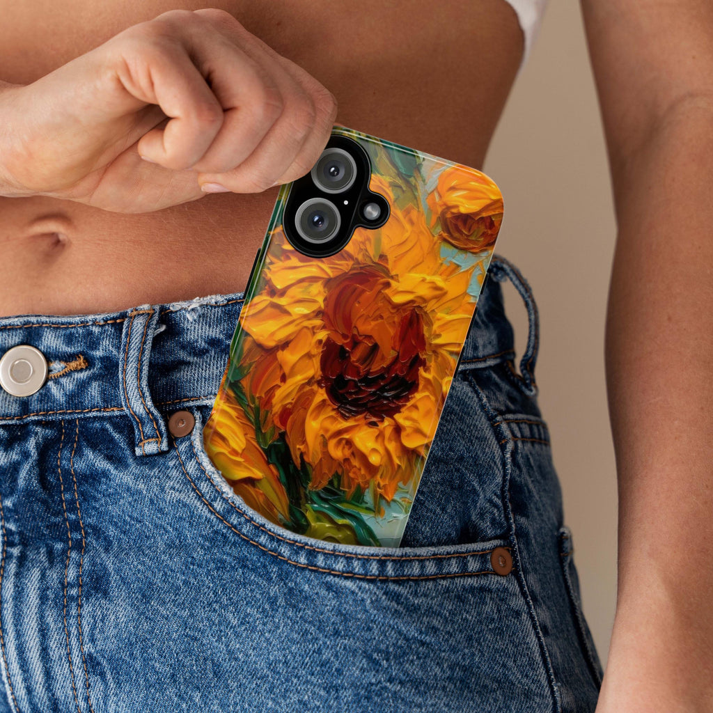 Van Gogh Sunflowers Phone Case, Floral Fine Art Cell Phone, Artistic Cover for iPhone 15 14 13 Magsafe Pro Max Plus, Samsung S25, 0056