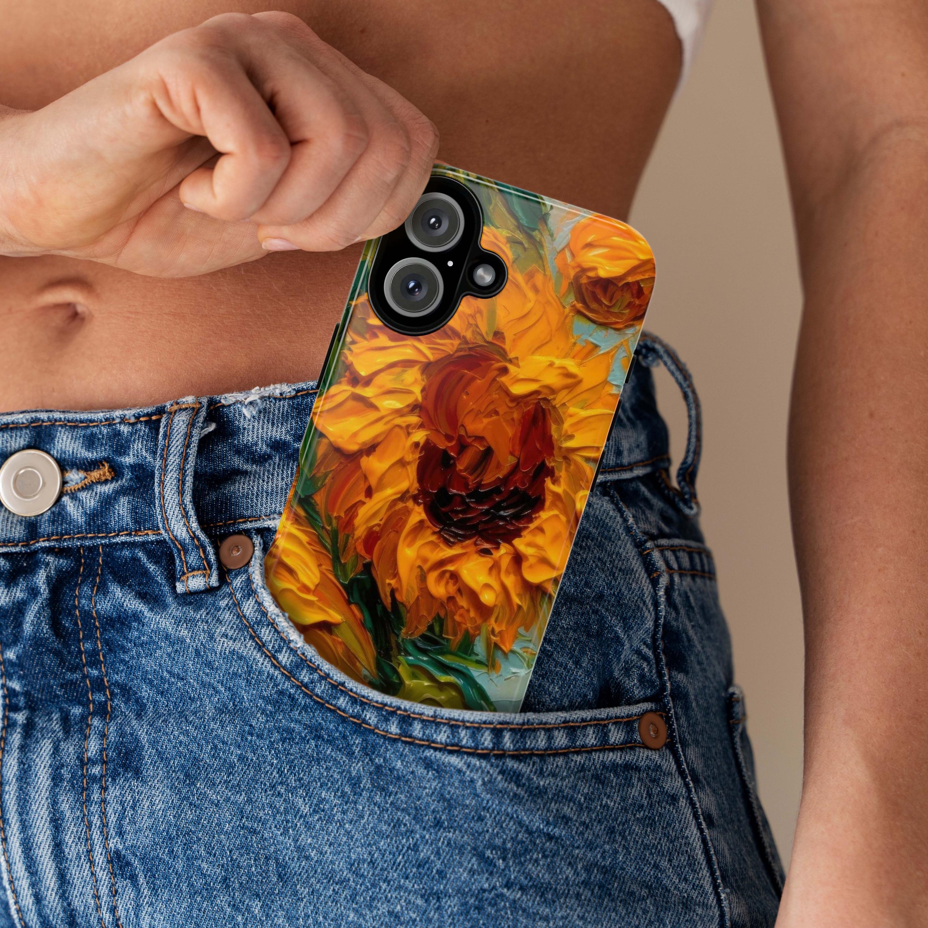 Van Gogh Sunflowers Phone Case, Floral Fine Art Cell Phone, Artistic Cover for iPhone 15 14 13 Magsafe Pro Max Plus, Samsung S25, 0056