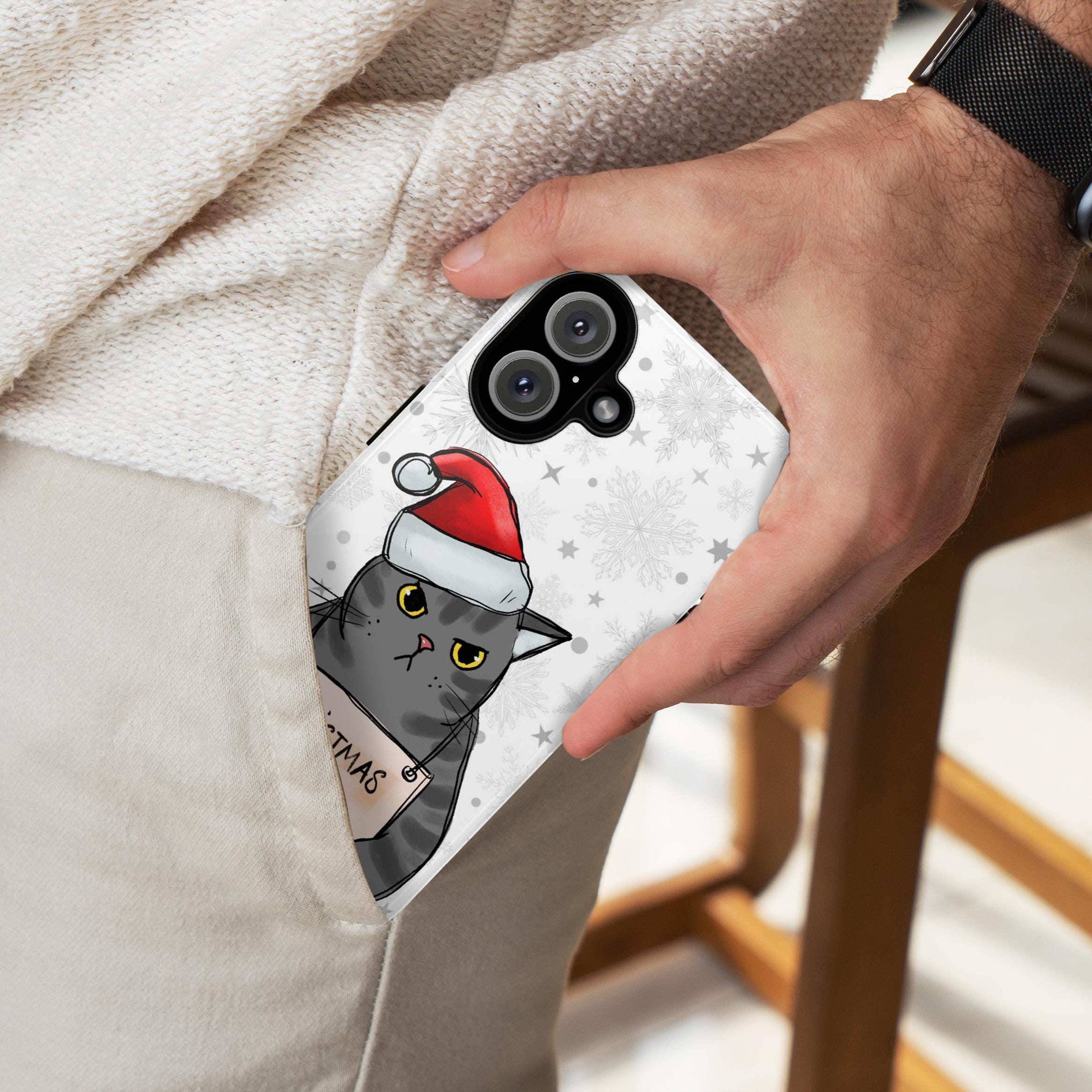 Christmas Tree Killer Phone Case, Meowy Catmas Phone Cover, Cat Lover Case for iPhone 16 15 14 13 Pro Max Plus, Samsung S25, 172