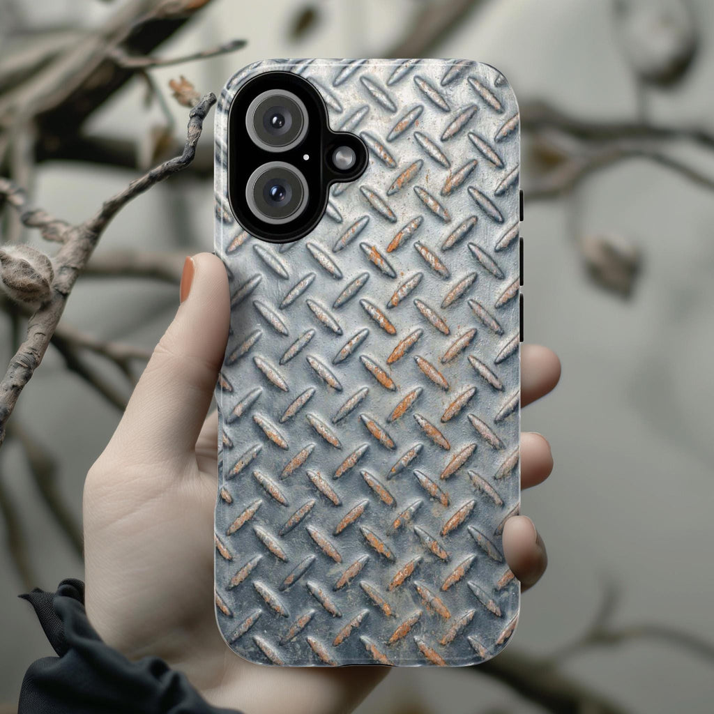 Metal Effect Phone Case, Rusty Metal Phone Cover, Abstract Metal Texture Case for iPhone 15 14 13 Pro Max Magsafe, Samsung S25, 0069