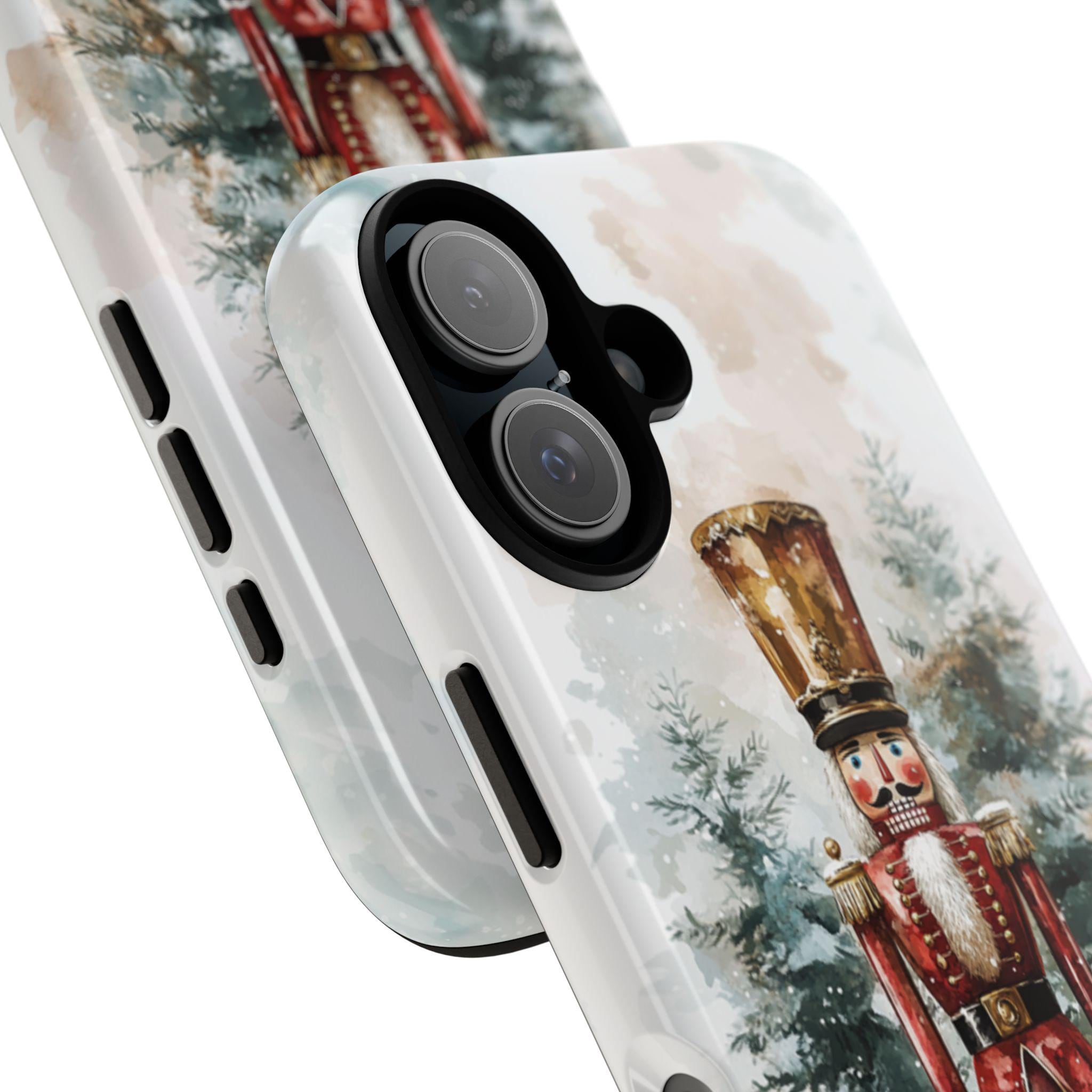Festive Nutcracker Christmas & Winter Forest Phone Case, Holiday Xmas Cover for Nutcracker Lovers iPhone 16 15 14 13, Samsung S24, 431.8
