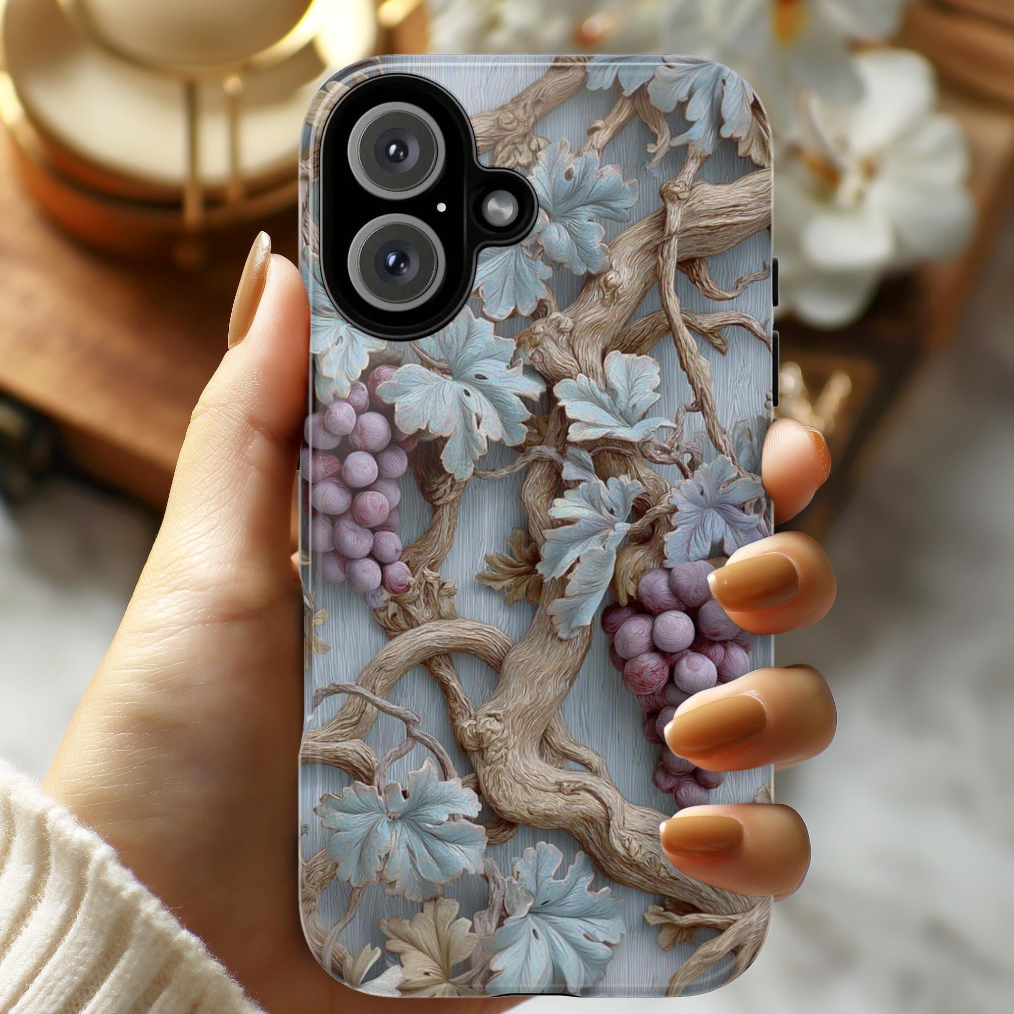 Rustic 3D Grapevine Phone Case & Vineyard Vine Design, Tuscany-Inspired Aesthetic Cover iPhone 16 15 14 Tough or Magsafe, Samsung, 476.16