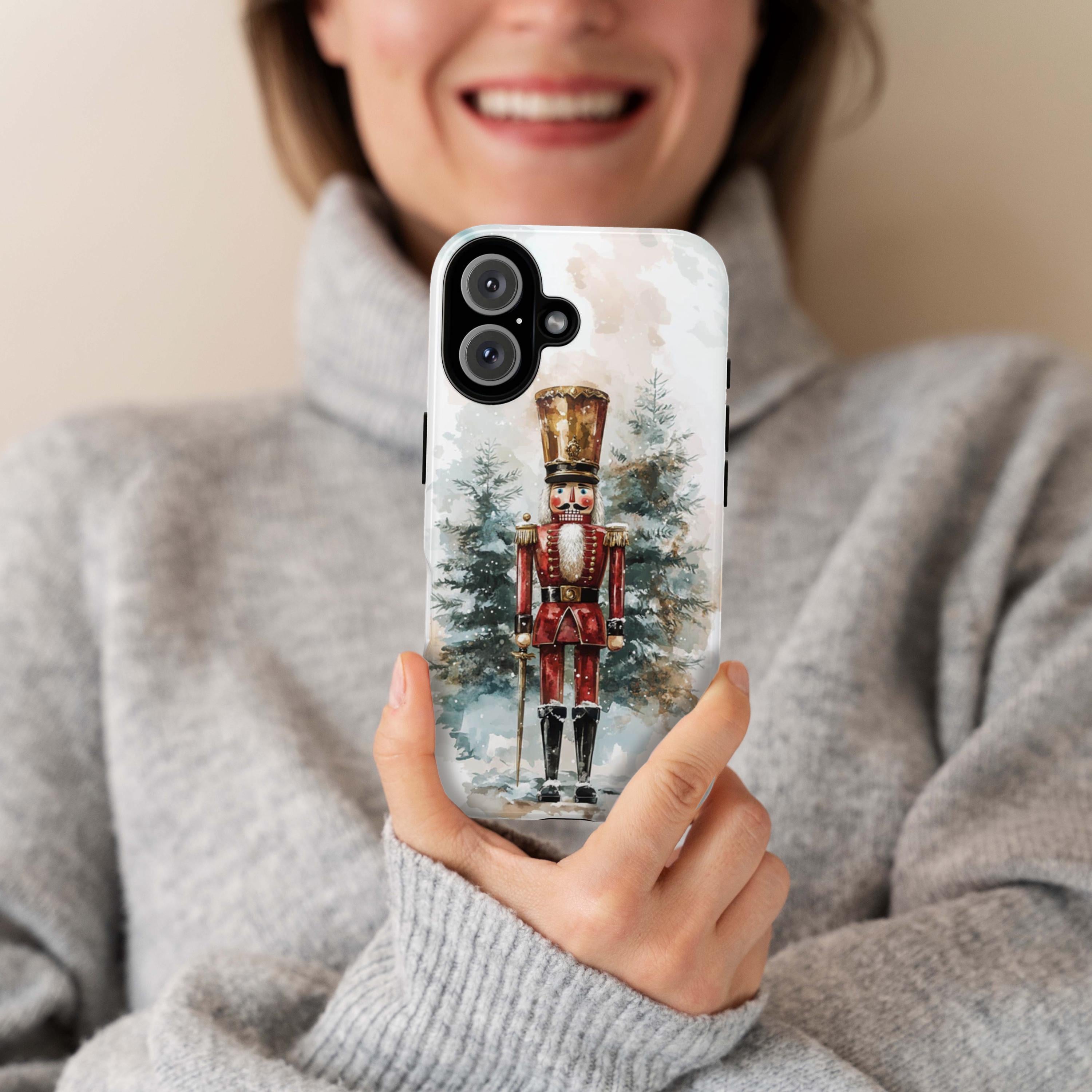 Festive Nutcracker Christmas & Winter Forest Phone Case, Holiday Xmas Cover for Nutcracker Lovers iPhone 16 15 14 13, Samsung S24, 431.8