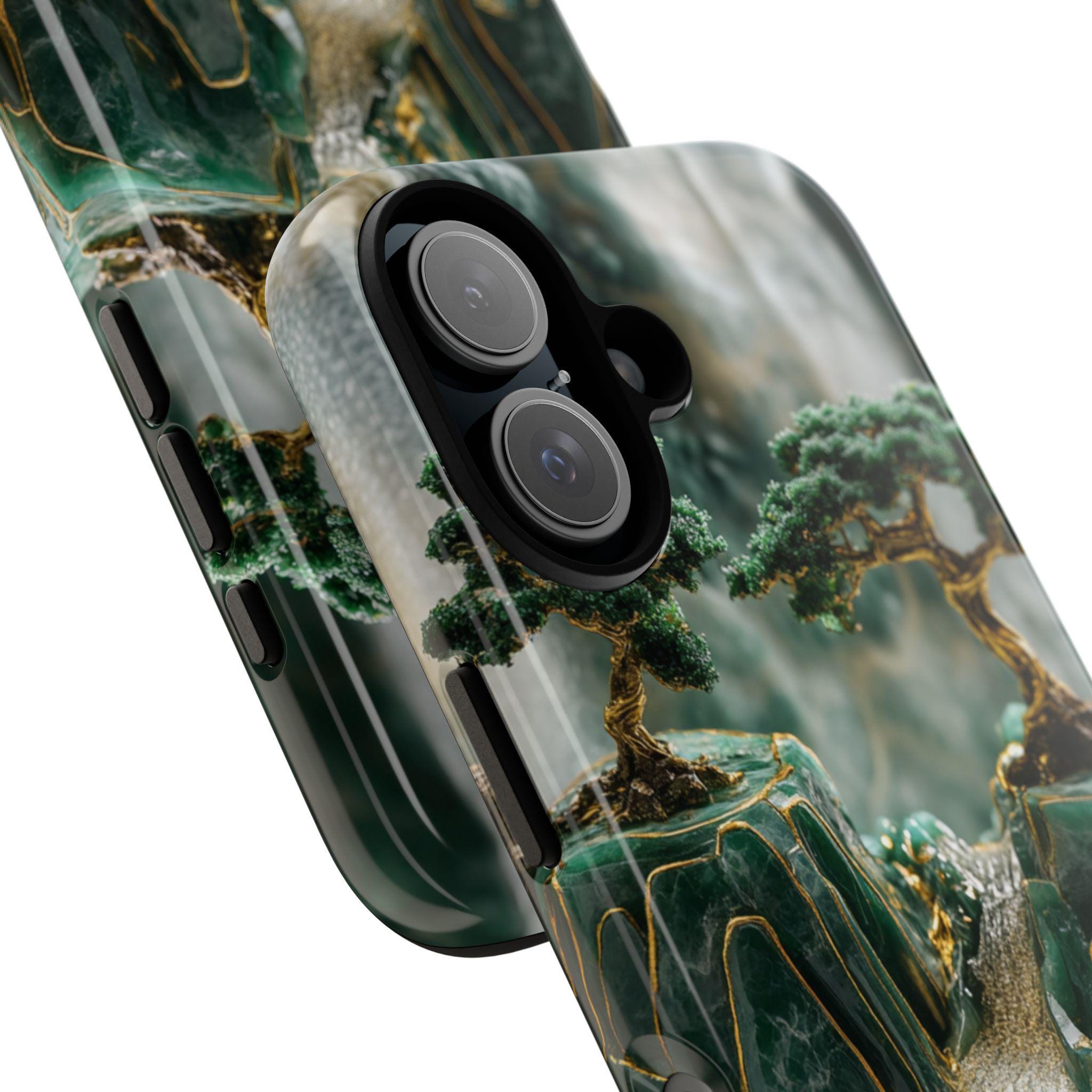 Asian Green Jade Carving Phone Case, Landscape Scenery Art Phone Cover, Aesthetic Phone Cover for iPhone 16 15 Pro Max, Samsung S24, 438.5