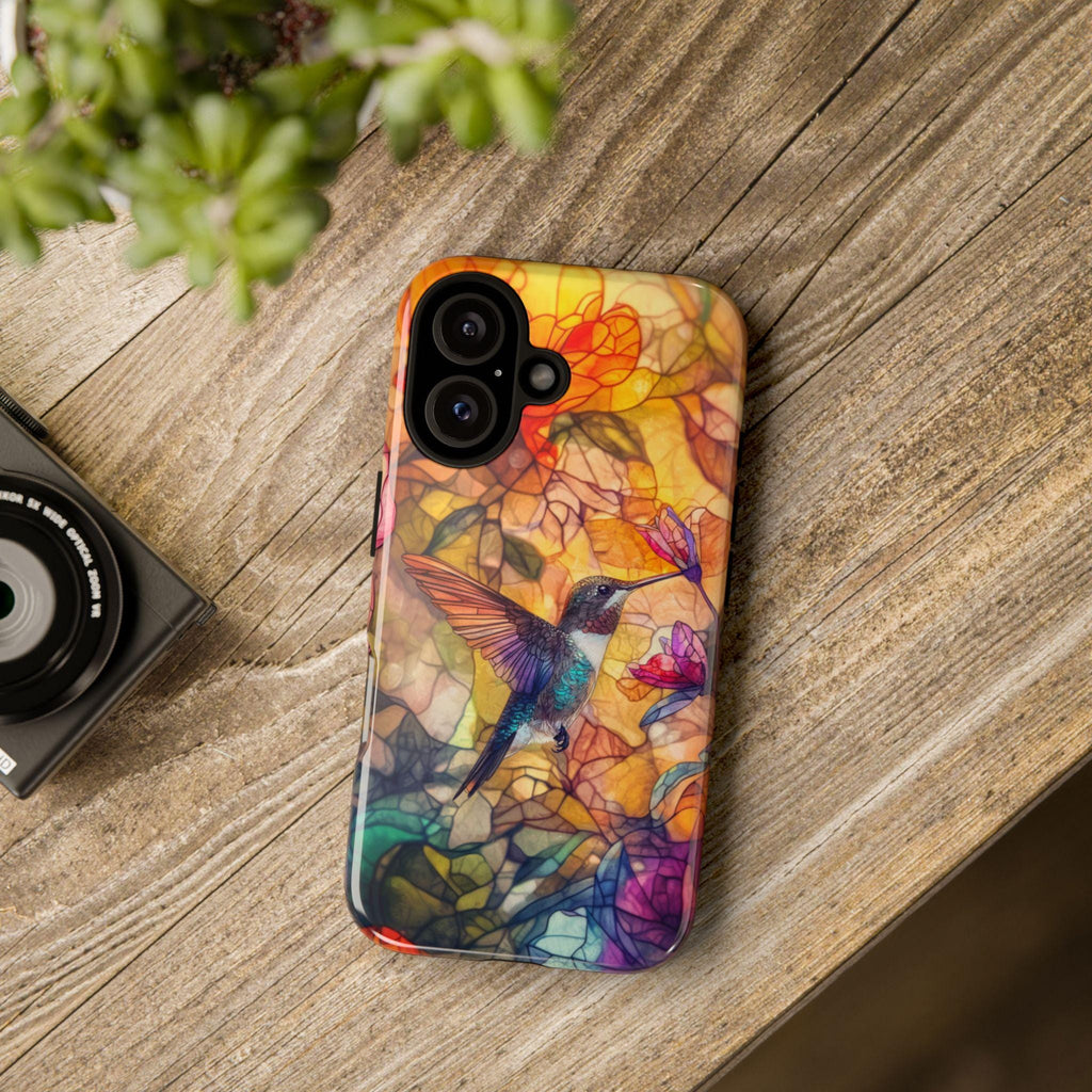 Hummingbird Stained Glass Phone Case, Perfect Gift For Bird Lovers Artistic Phonecase for iPhone 16 Magsafe, Samsung S25, 419.1