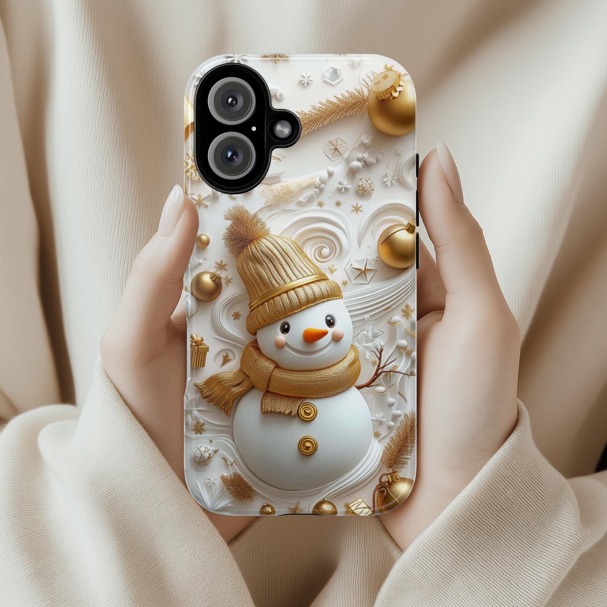 Snowman Winter Wonderland Phone Case, 3D Winter Holiday MagSafe for iPhone 16 15 14 13 12 Pro Max Plus, Samsung S24 Ultra, Pixel 8, 433.13
