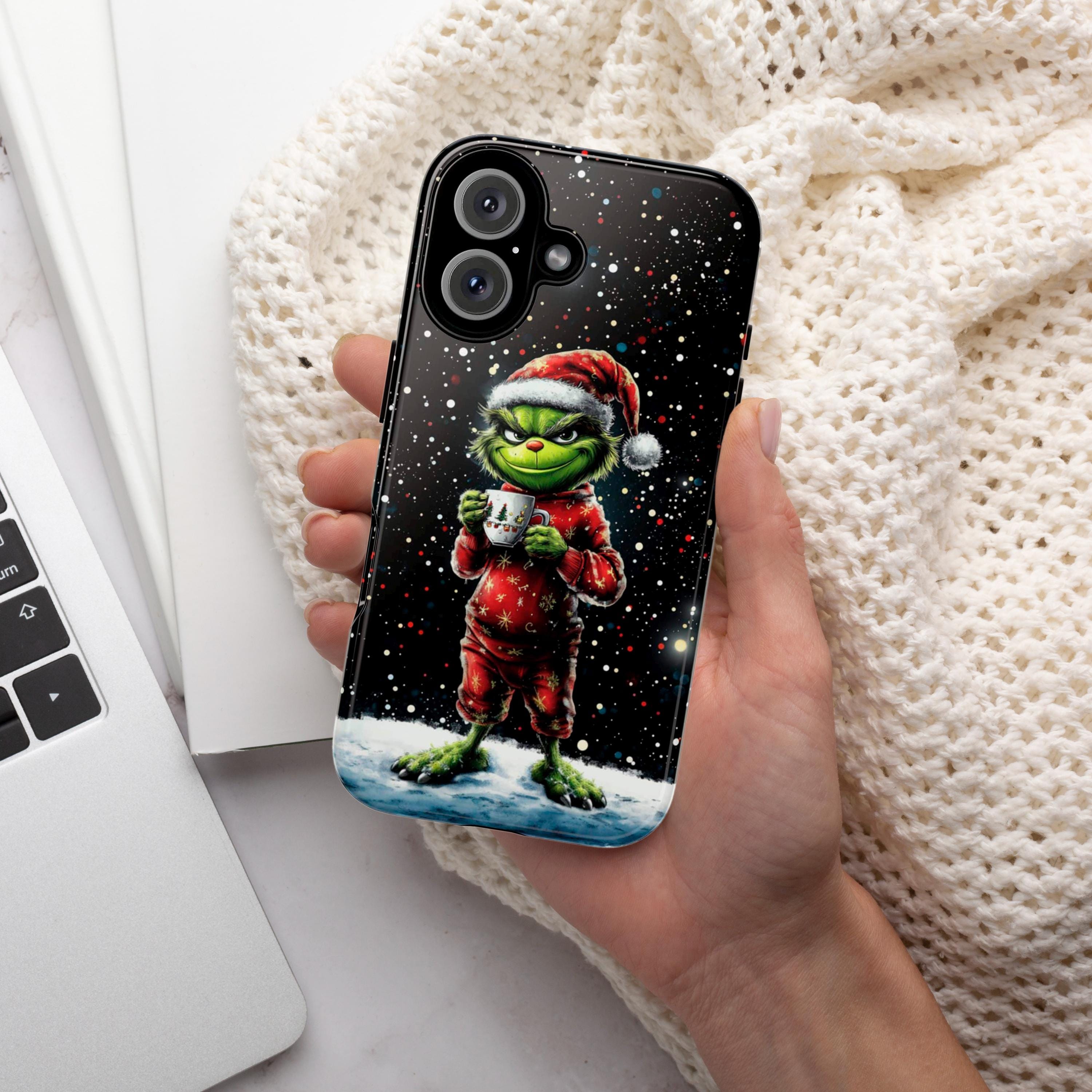 Christmas Grinch Phone Case, Green Xmas Holiday Gift Case, Festive Christmas MagSafe for iPhone 16 15 14 13 Pro Max Plus, Samsung S25, 431.2