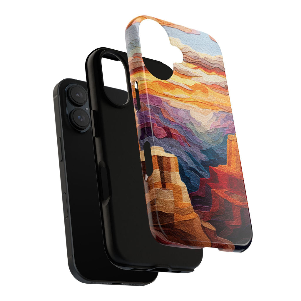 Felt Grand Canyon Design Phone Case, Sunset Nature Landscape Art Cover for iPhone 16 15 14 13 Tough or Magsafe, Samsung, 452.14