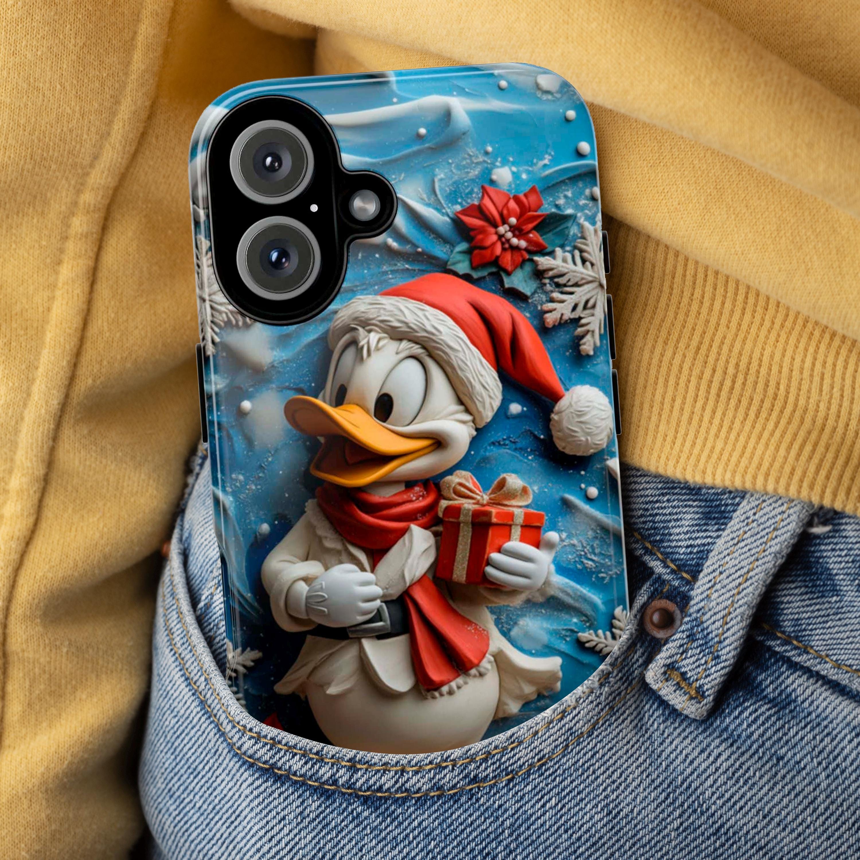 Xmas Donald Duck 3D Phone Case, Cartoon Santa Case, Disney Christmas Holiday Case for iPhone 16 15 Magsafe, Samsung S24, 442.20