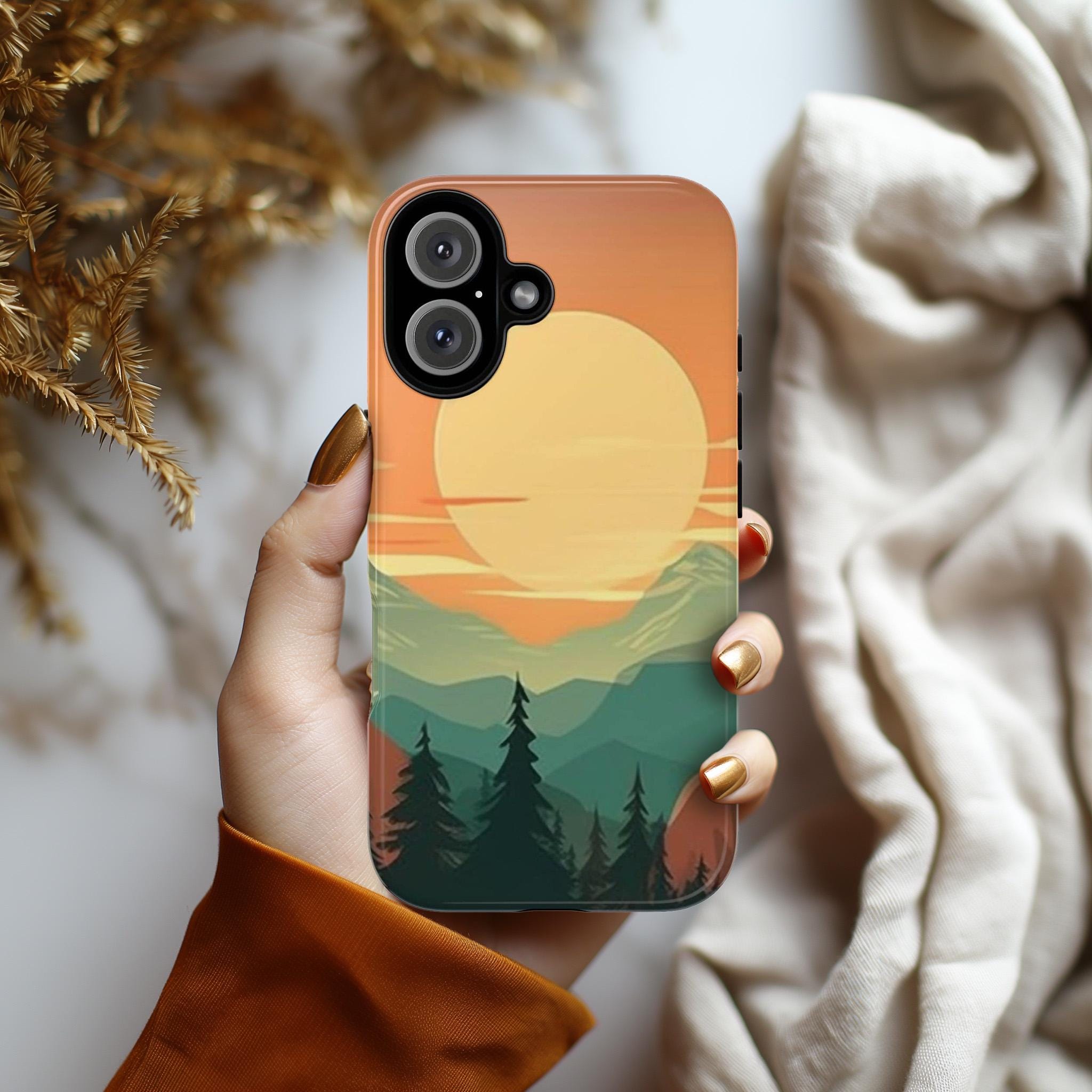 Abstract Mountain Nature Phone Case, Artistic and Stylish Protective Cover Inspired by Nature's Beauty for a Unique Look, iPhone, JAY0001