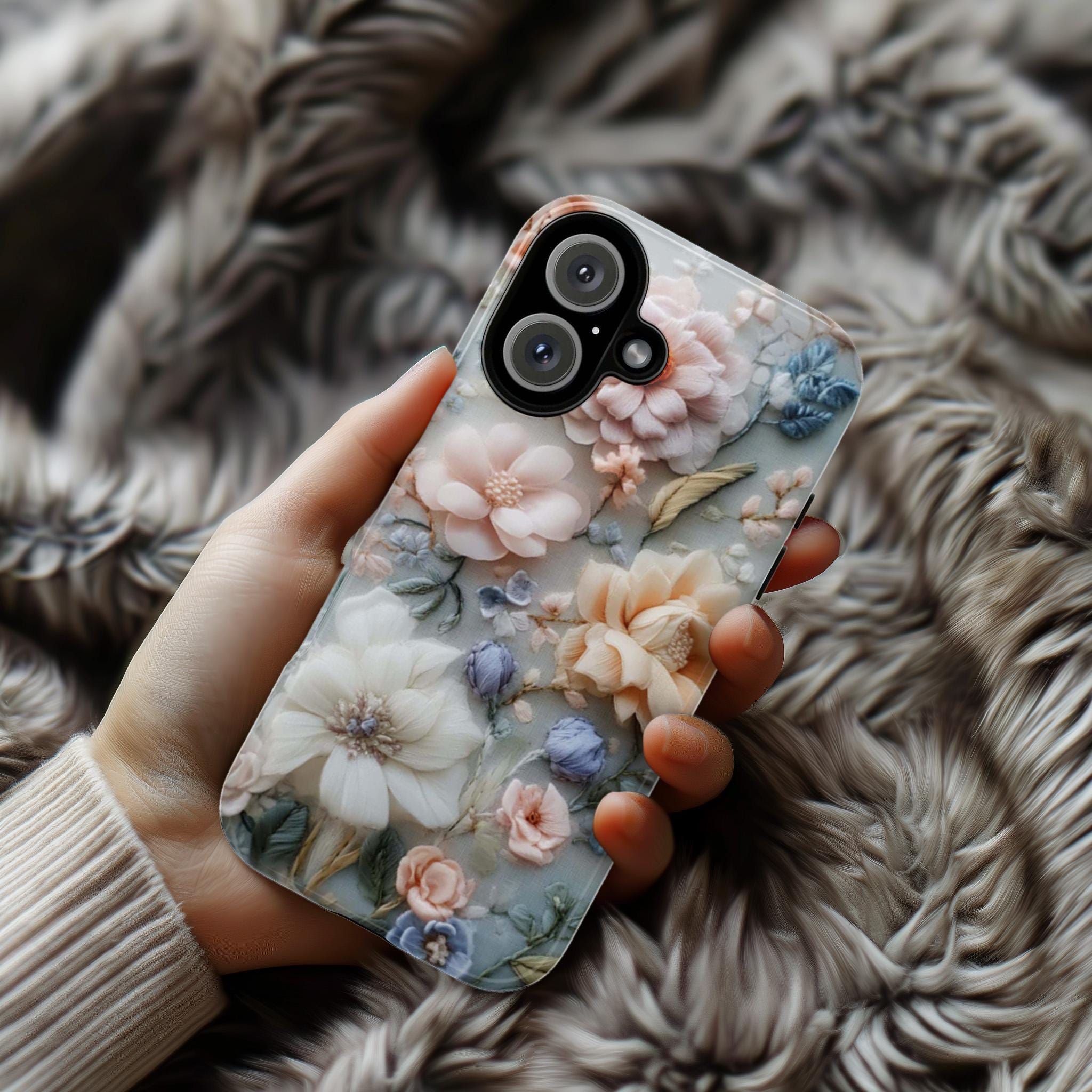Spring Floral Art Phone Case, Pastel Bloom 3D Design, Floral Garden Case for iPhone 16 15 14 13 Pro Max Plus Magsafe, Samsung S24, 439.43