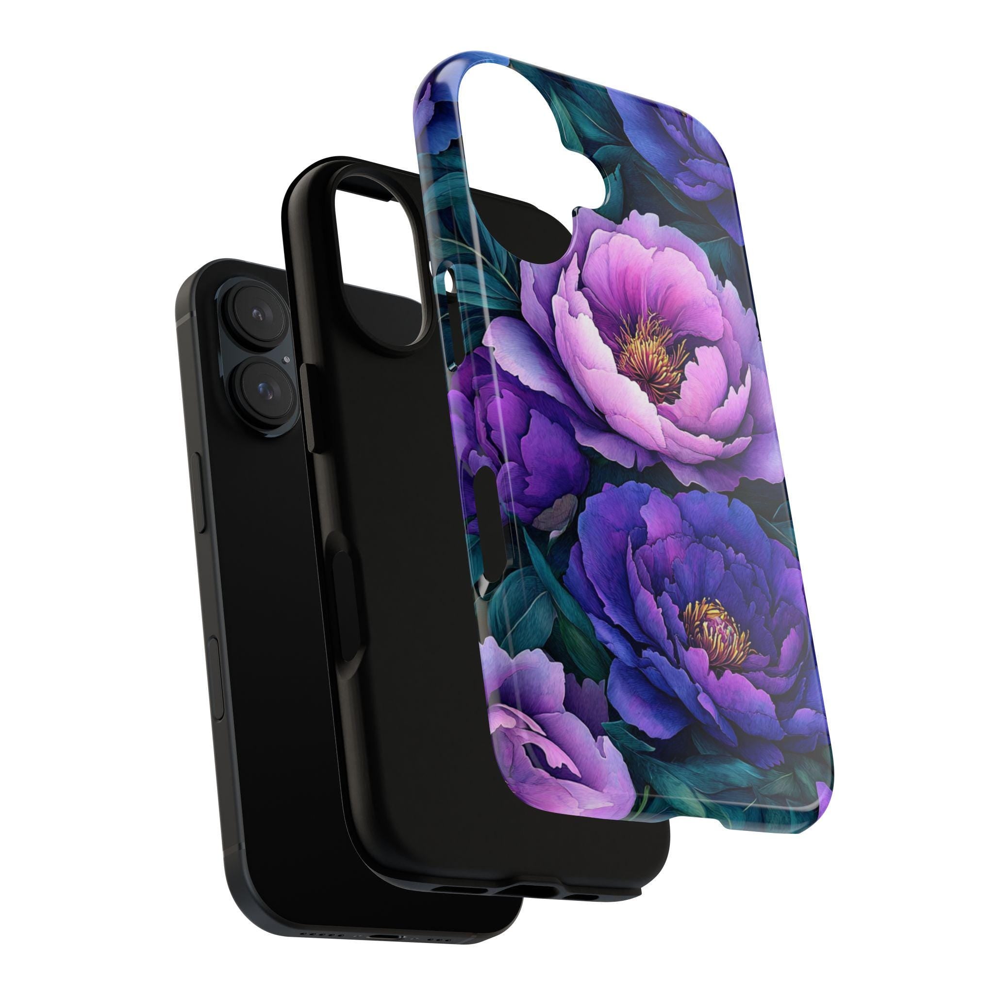 Purple and Pink Peony Floral Phone Case, Botanical Flower Design, Elegant Garden Lovers Case for iPhone 16 15 14 13 Tough or Magsafe, 439.62