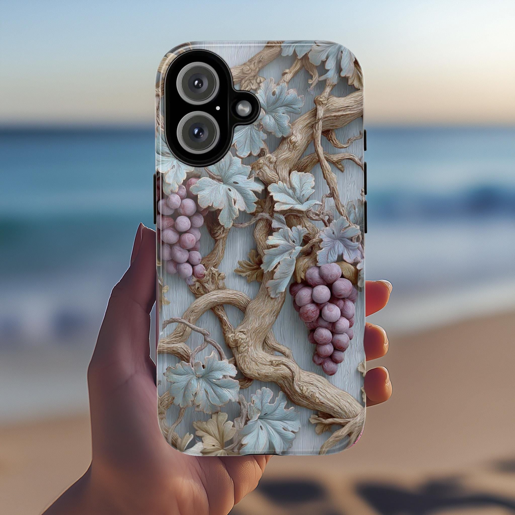 Rustic 3D Grapevine Phone Case & Vineyard Vine Design, Tuscany-Inspired Aesthetic Cover iPhone 16 15 14 Tough or Magsafe, Samsung, 476.16