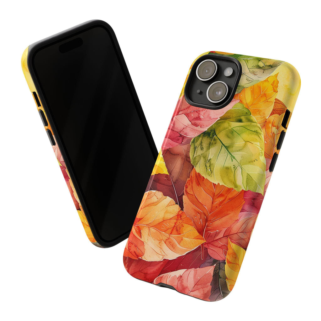 Watercolor Fall Leaves Phone Case Autumn Cover Phone Case for iPhone 16 15 14 13 Pro Max Plus/Samsung S25, Best Fall Gift, Magsafe, 410.1