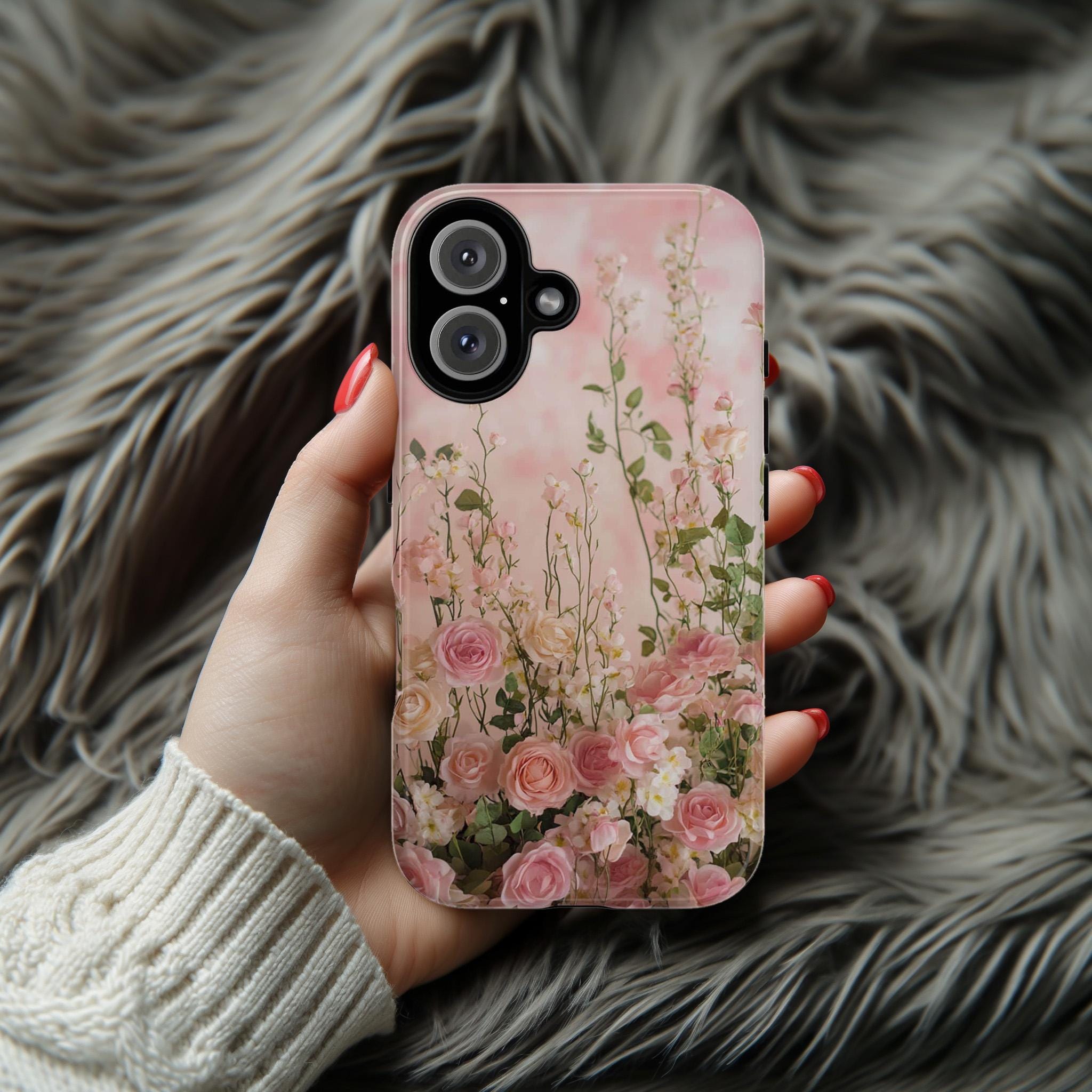 Pink Floral Art Phone Case, Roses Blossom Design Floral Case iPhone 16 15 14 13 Pro Max Plus Magsafe, Samsung S25 S24, 428.22
