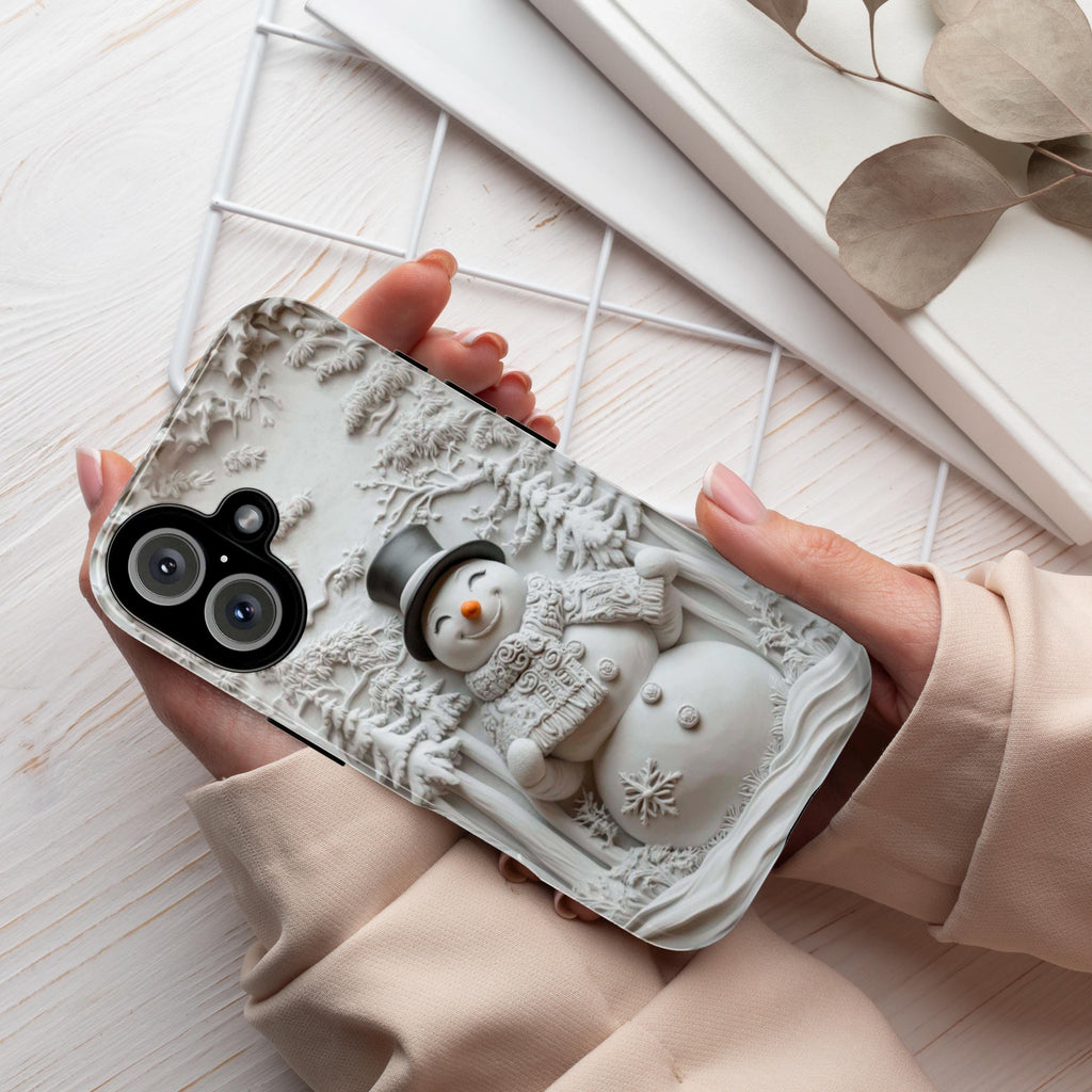 Snowman Winter Wonderland Phone Case, 3D Winter Landscape MagSafe for iPhone 16 15 14 13 12 Pro Max Plus, Samsung S25 Ultra, Pixel 9, 433.2
