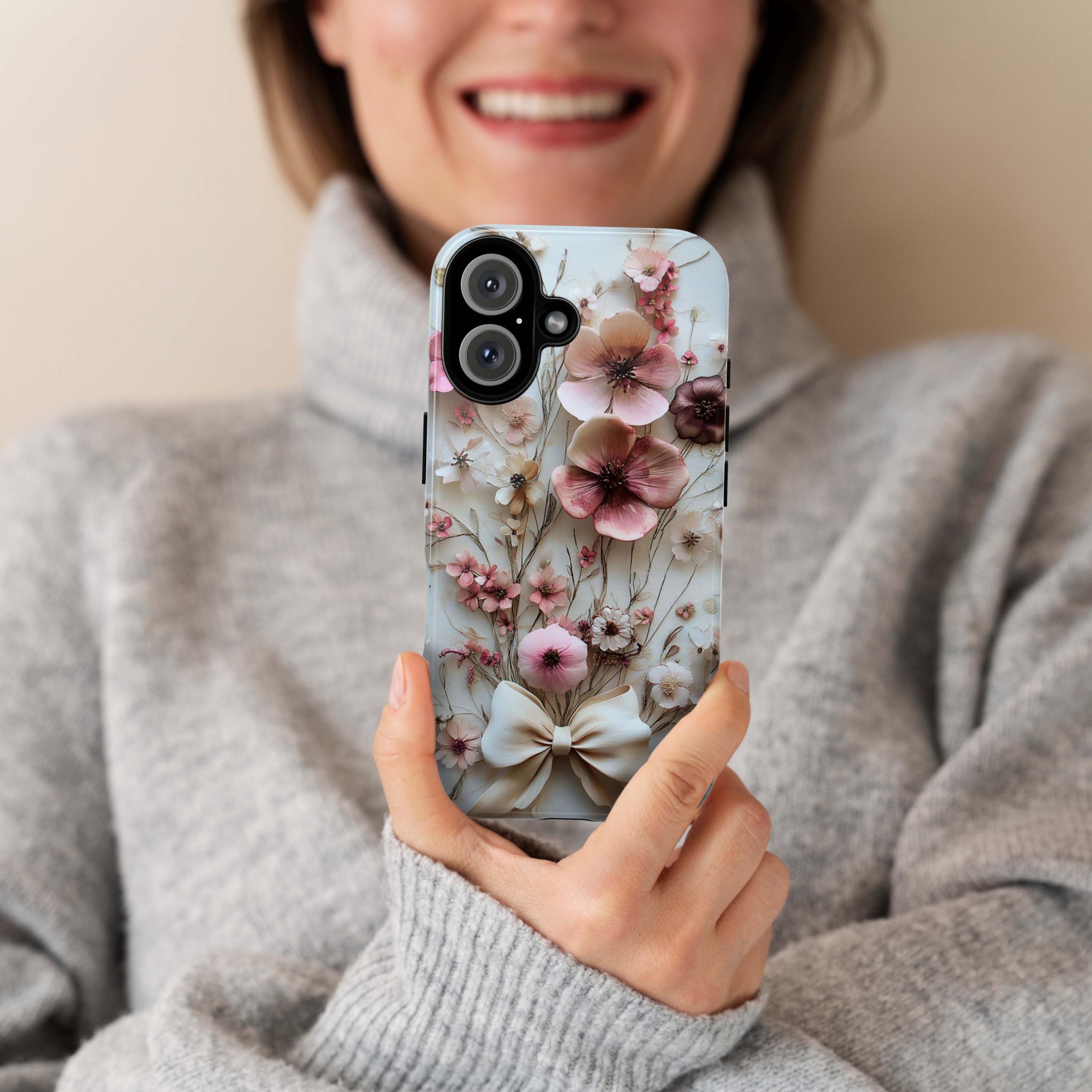 Spring Floral & Bow Phone Case, Pastel Bloom 3D Design, Coquette Case for iPhone 16 15 14 13 Pro Max Plus Magsafe, Samsung S24, 439.46