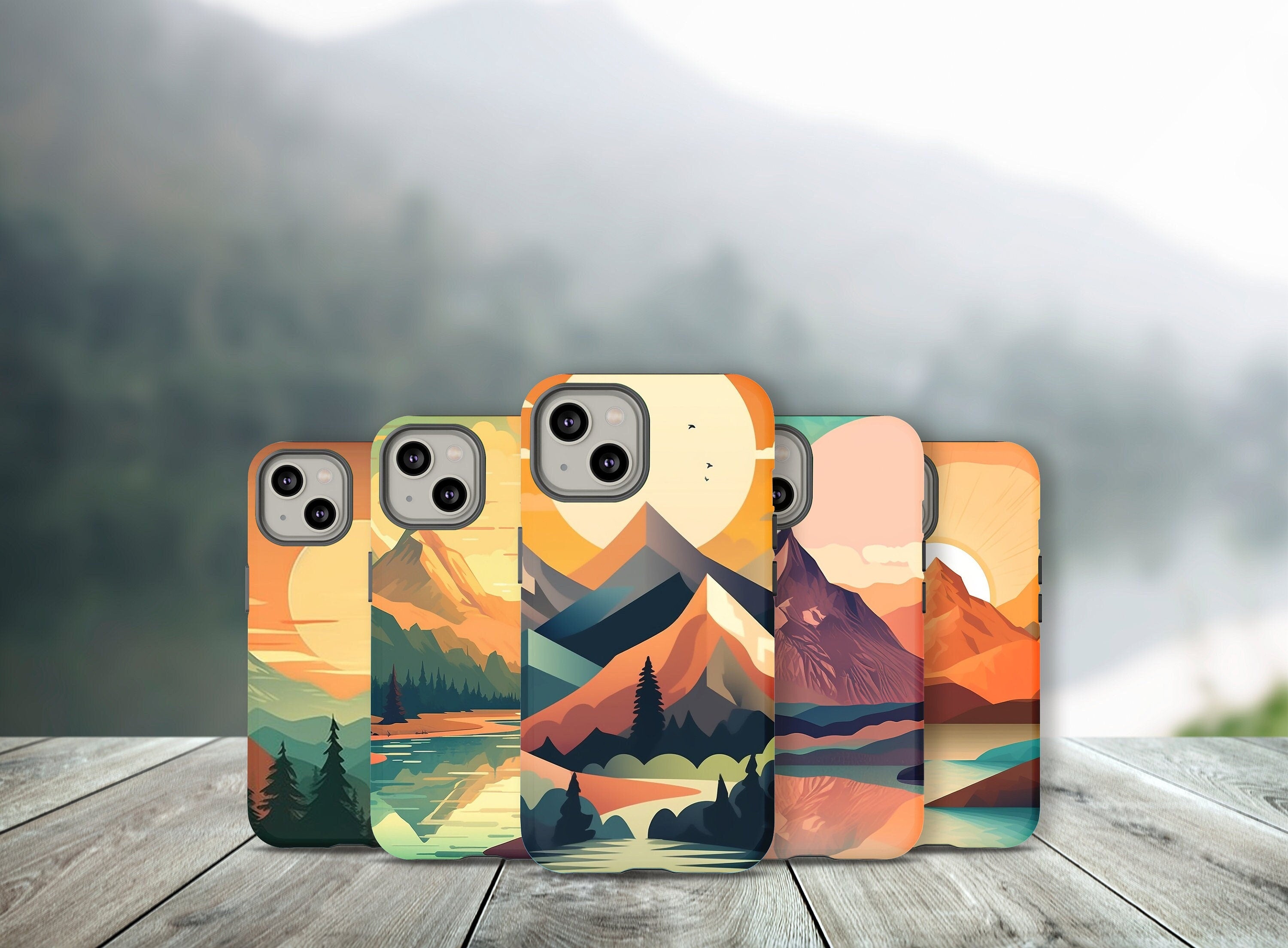 Abstract Mountain Nature Phone Case, Artistic and Stylish Protective Cover Inspired by Nature's Beauty for a Unique Look, iPhone, JAY0001