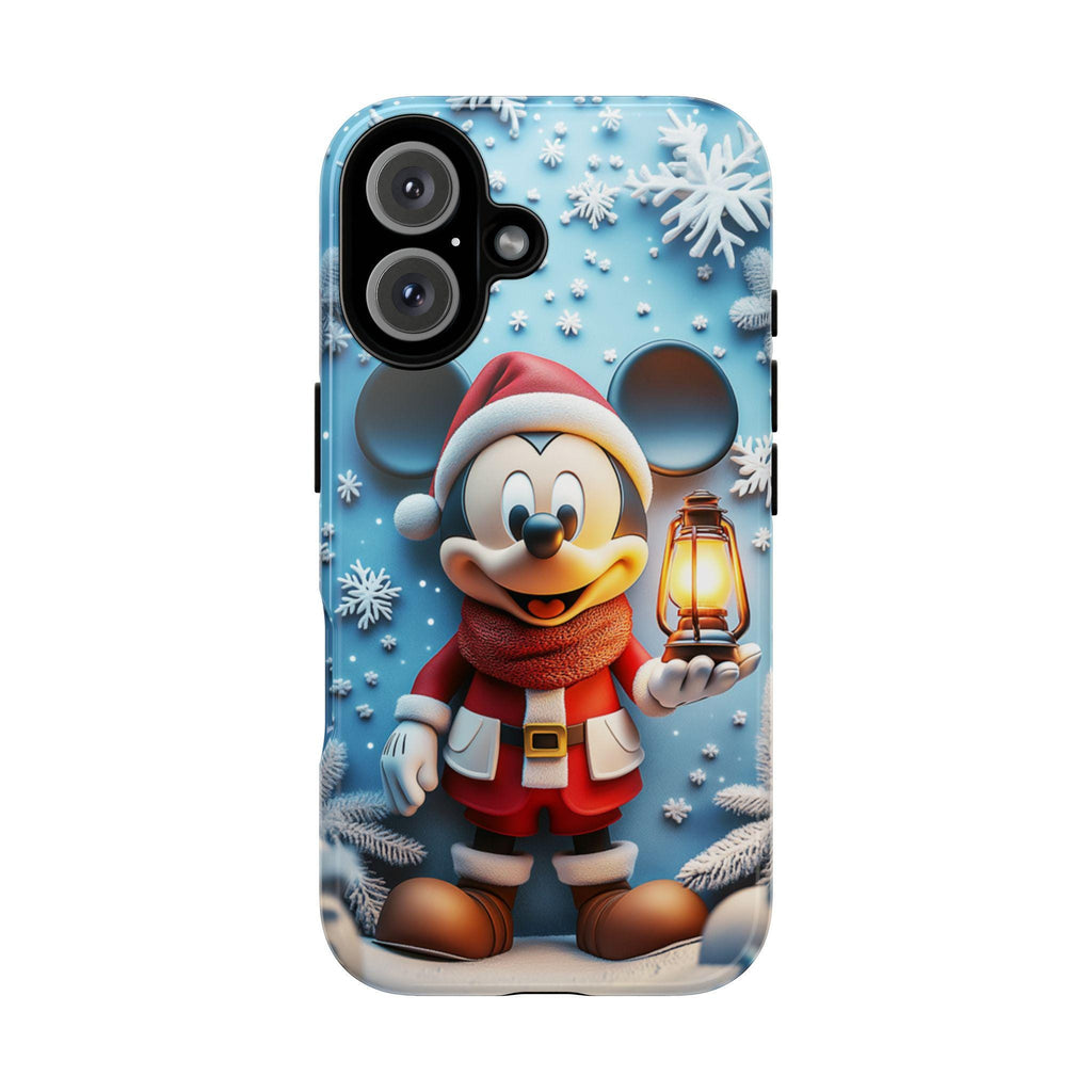 Christmas Santa Mickey Mouse 3D effect Phone Case, Cartoon Design, Mickey Xmas Phone Case for iPhone 16 15 14 Magsafe, Samsung S24, 442.17